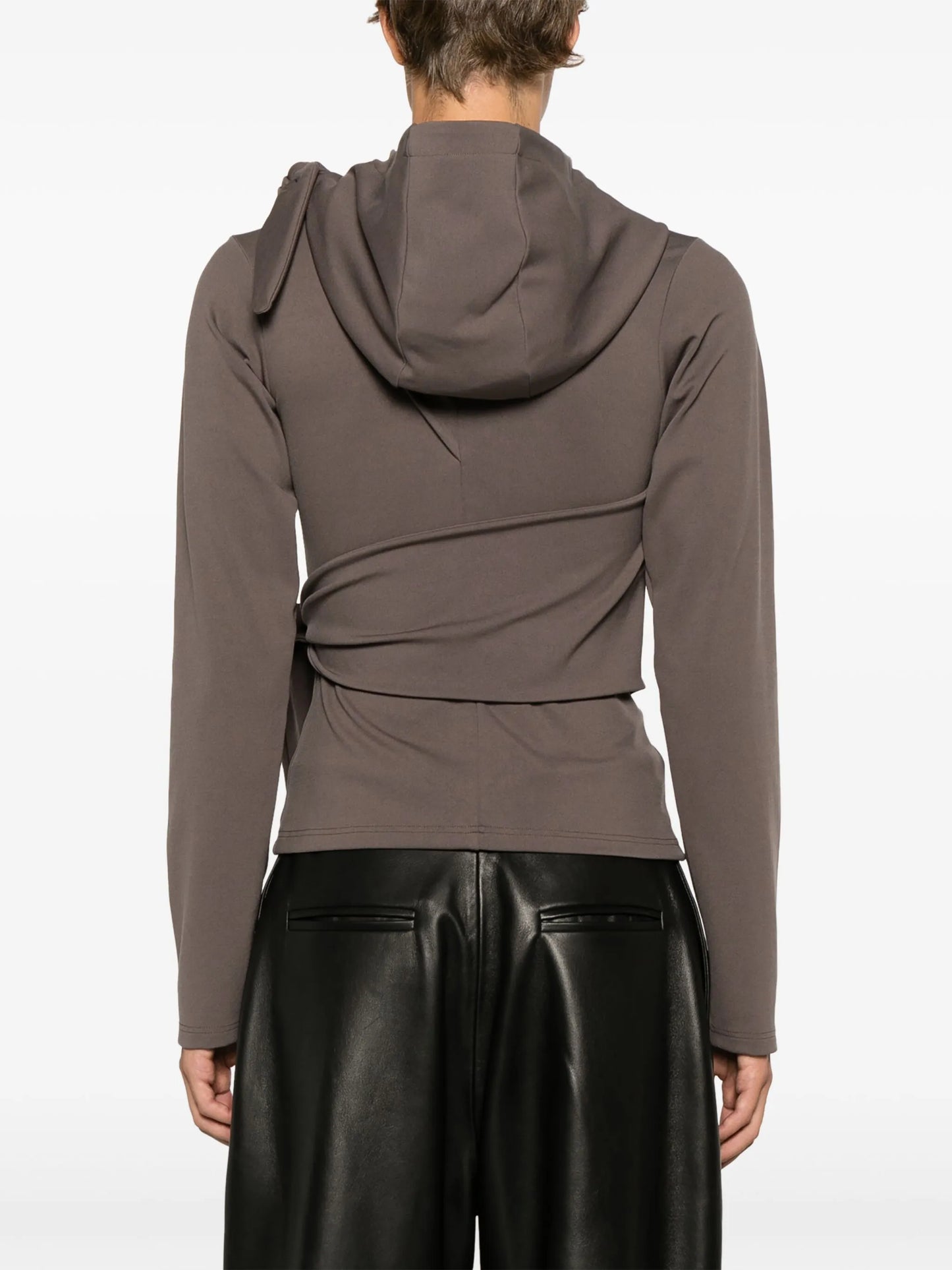 tie-embellished jersey hoodie