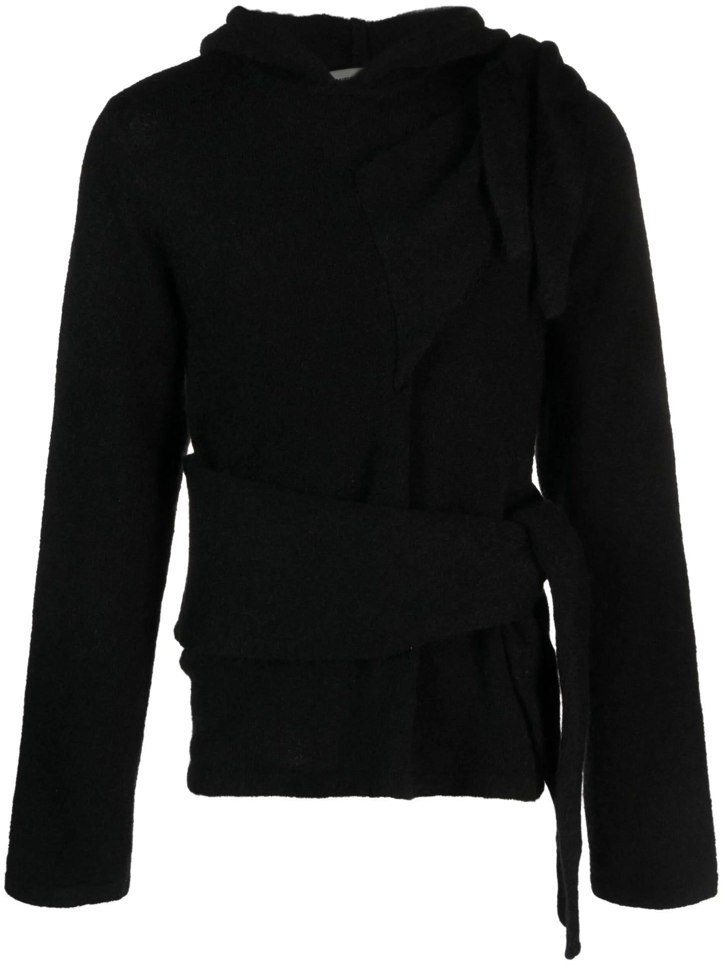 tie-detail chunky-knit hoodie