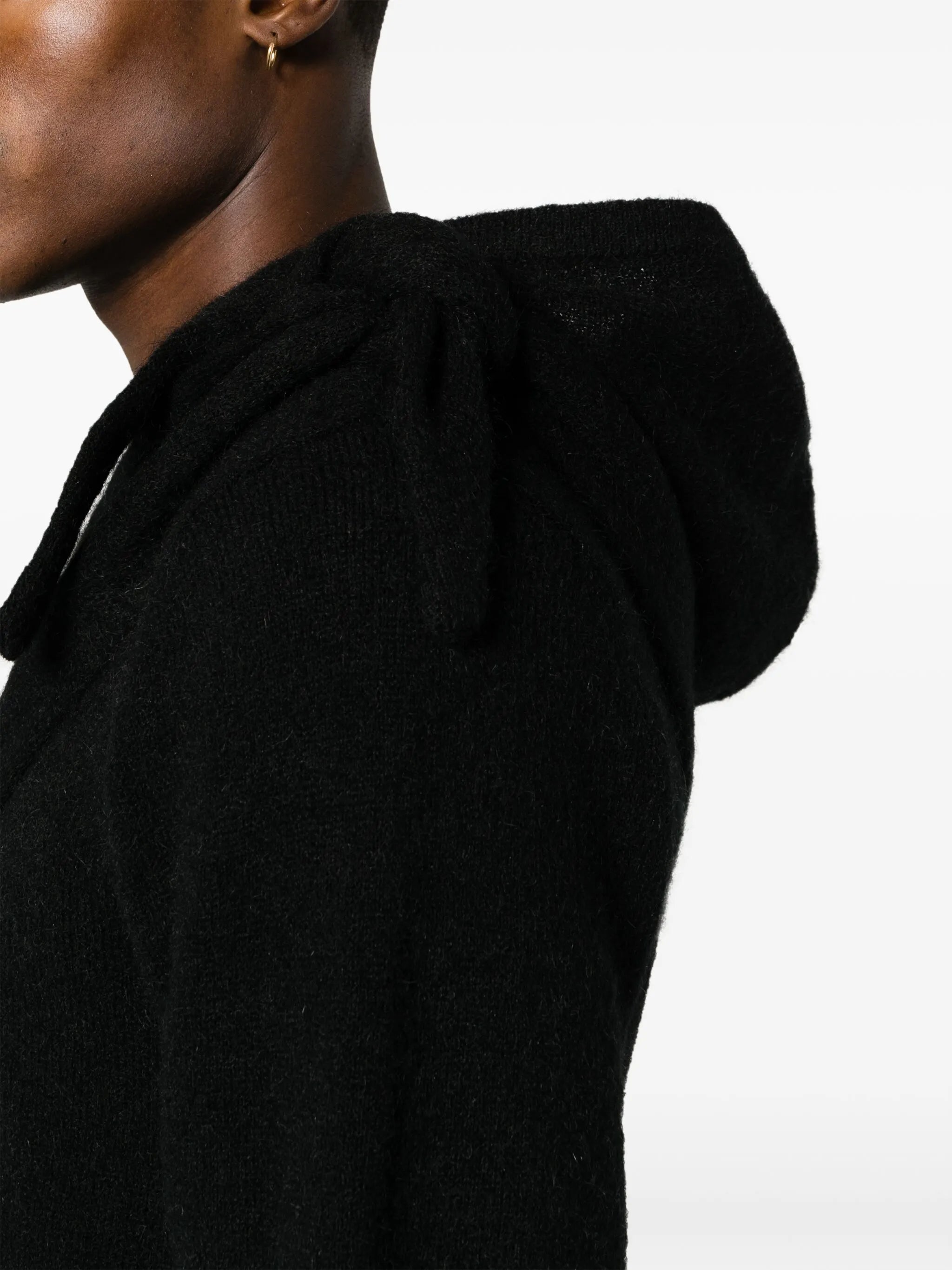 tie-detail chunky-knit hoodie