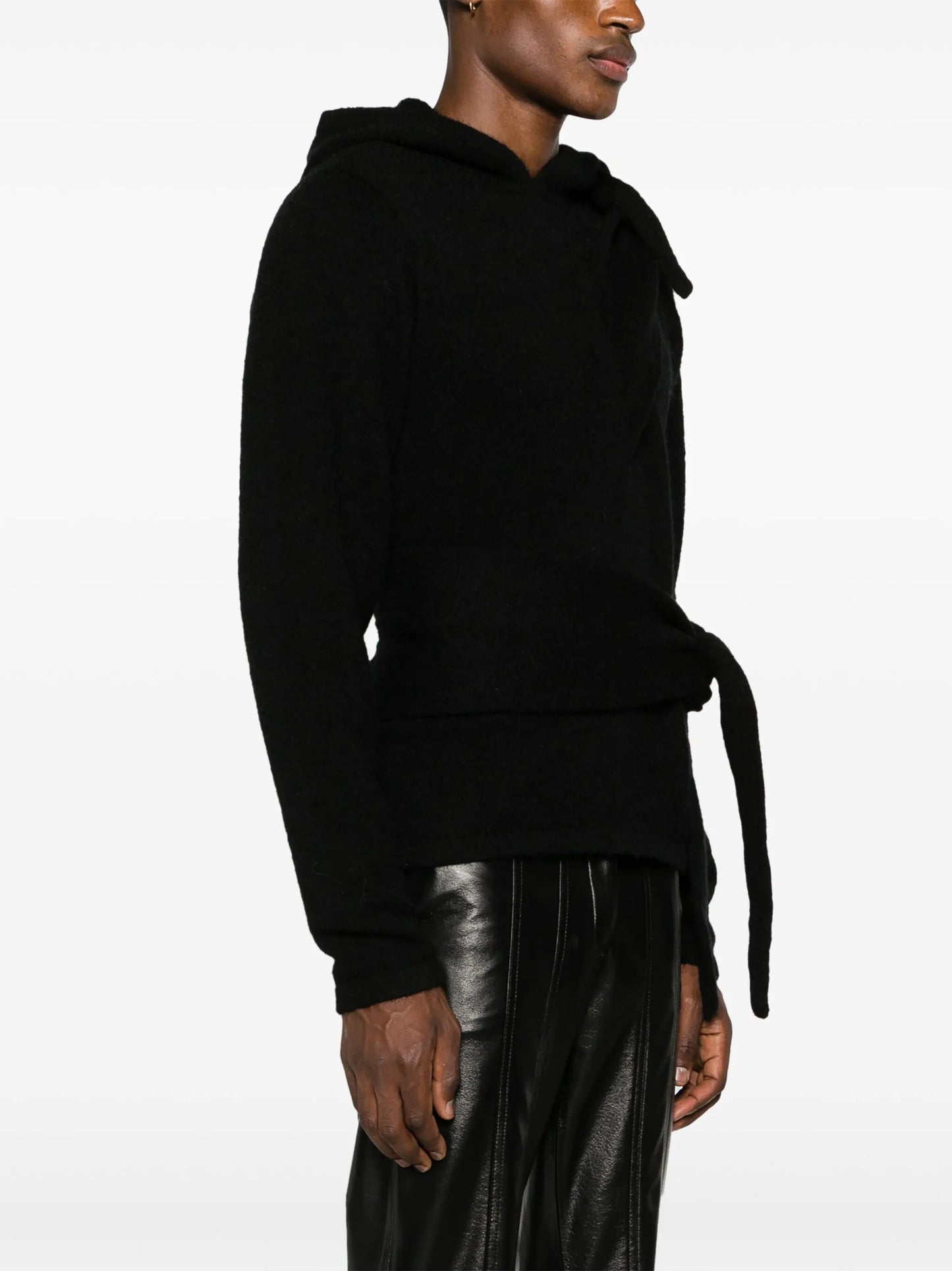 tie-detail chunky-knit hoodie