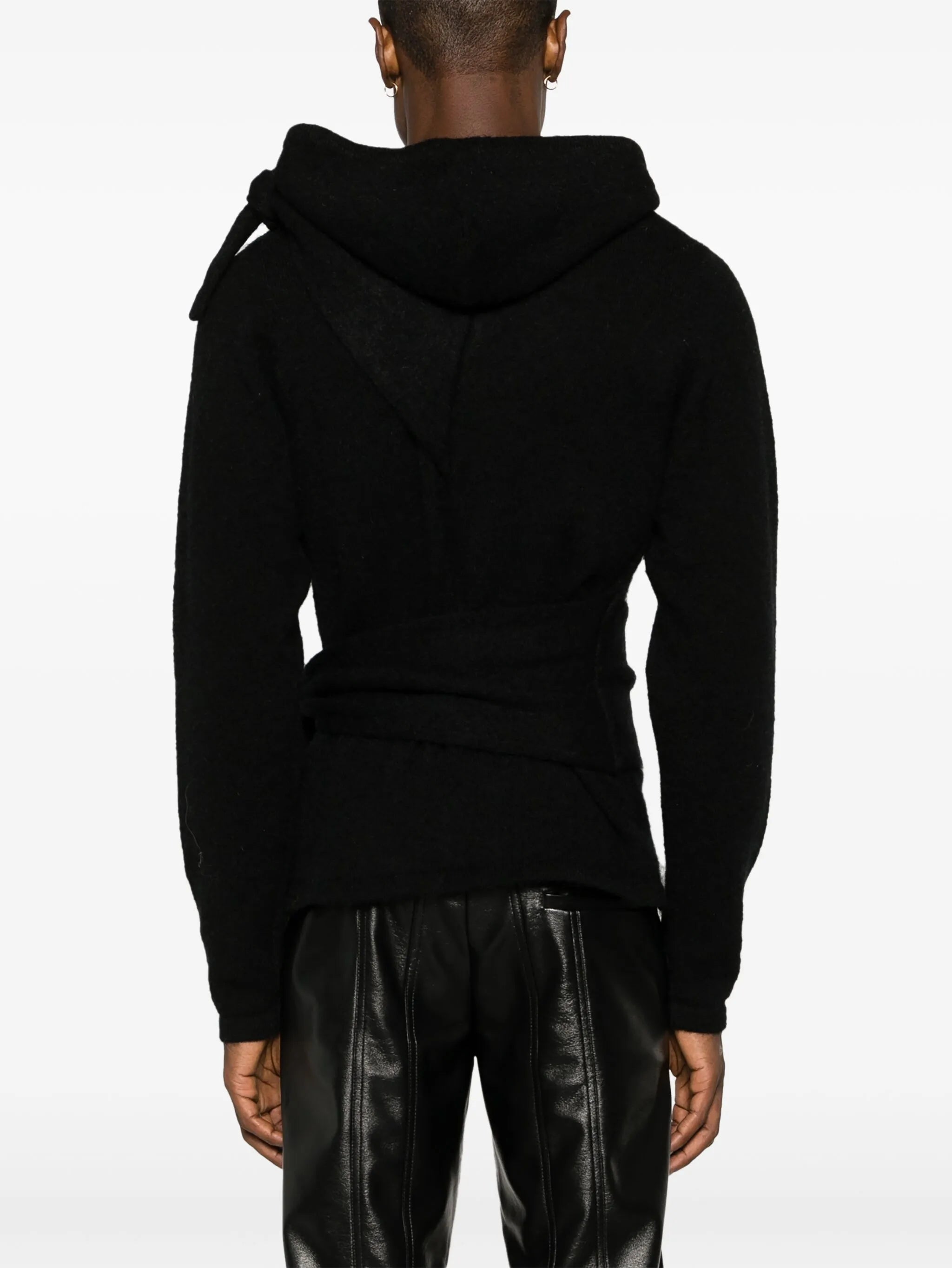 tie-detail chunky-knit hoodie