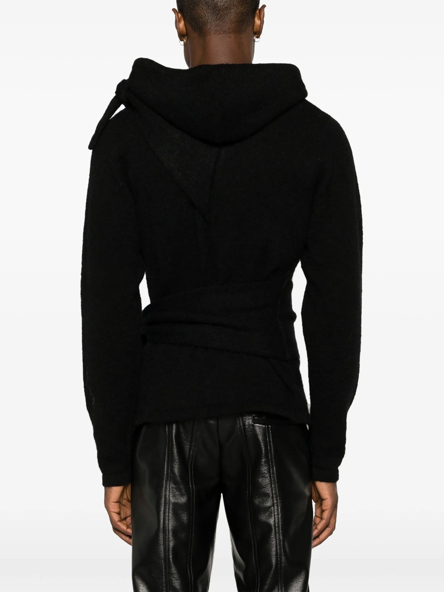 tie-detail chunky-knit hoodie