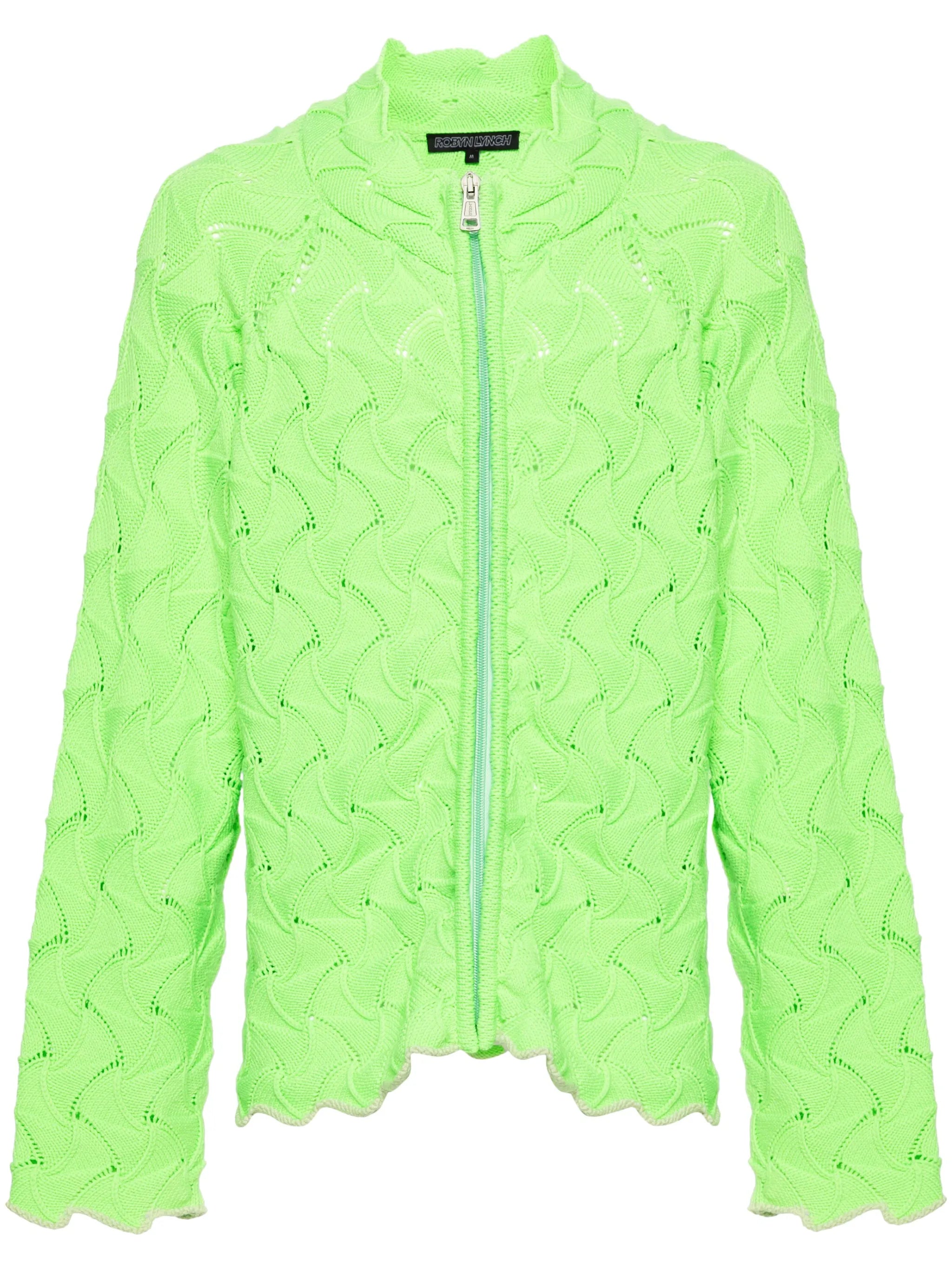 3D-knit merino-wool zip-up cardigan