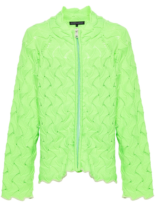3D-knit merino-wool zip-up cardigan