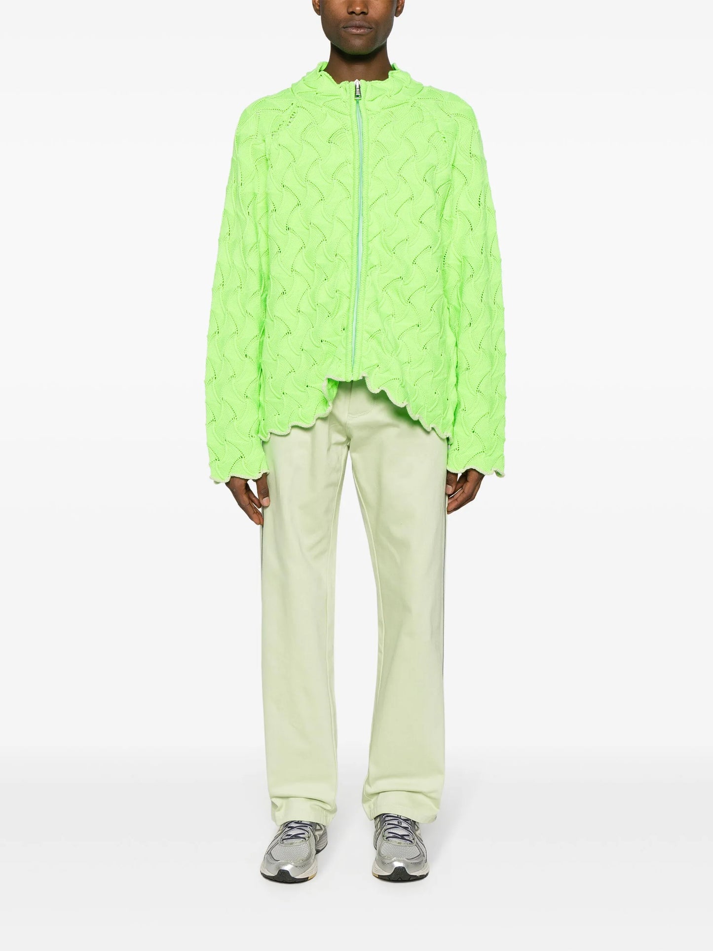 3D-knit merino-wool zip-up cardigan