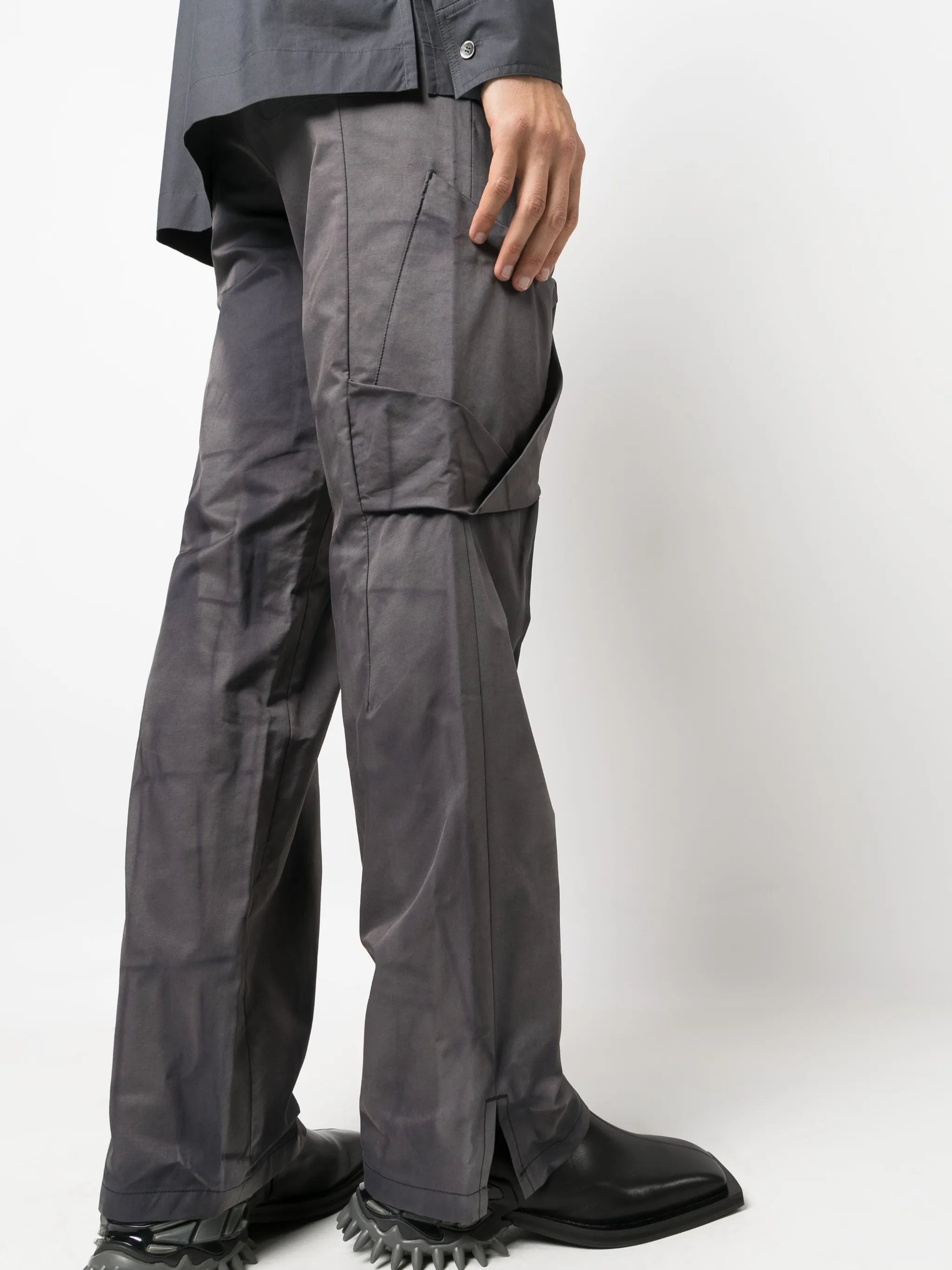 draped straight-leg trousers
