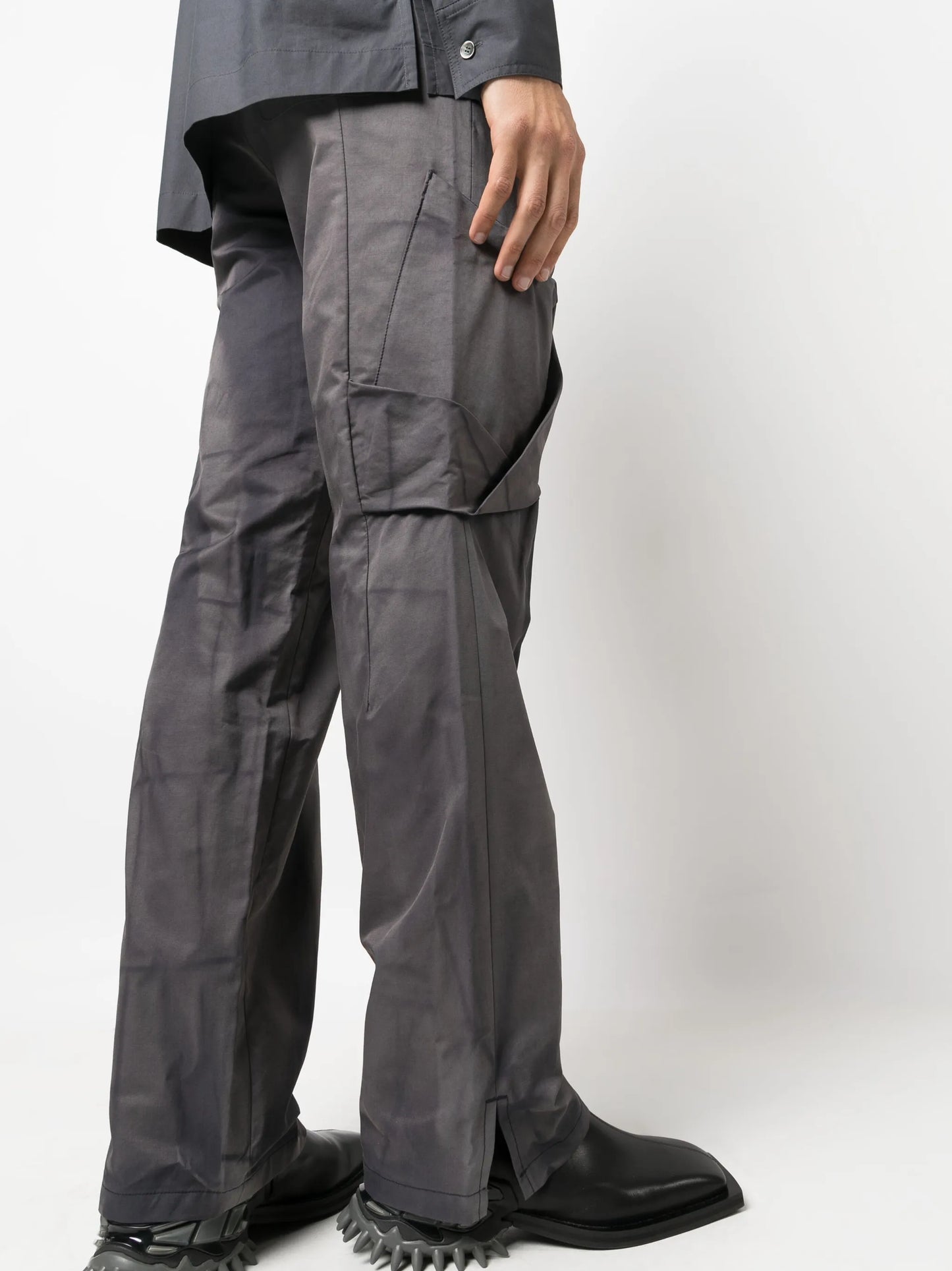 draped straight-leg trousers