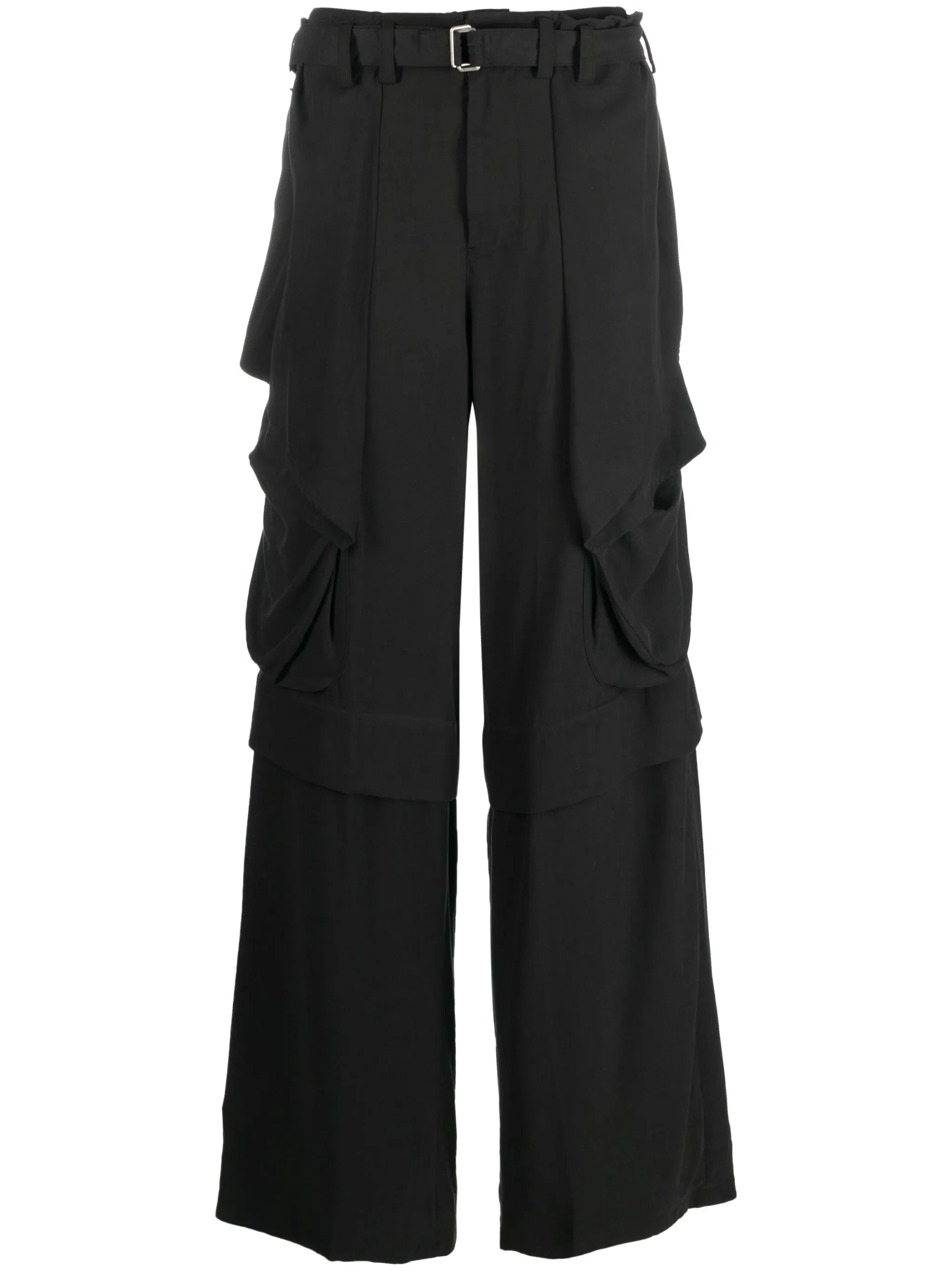 straight-leg belted-waist trousers