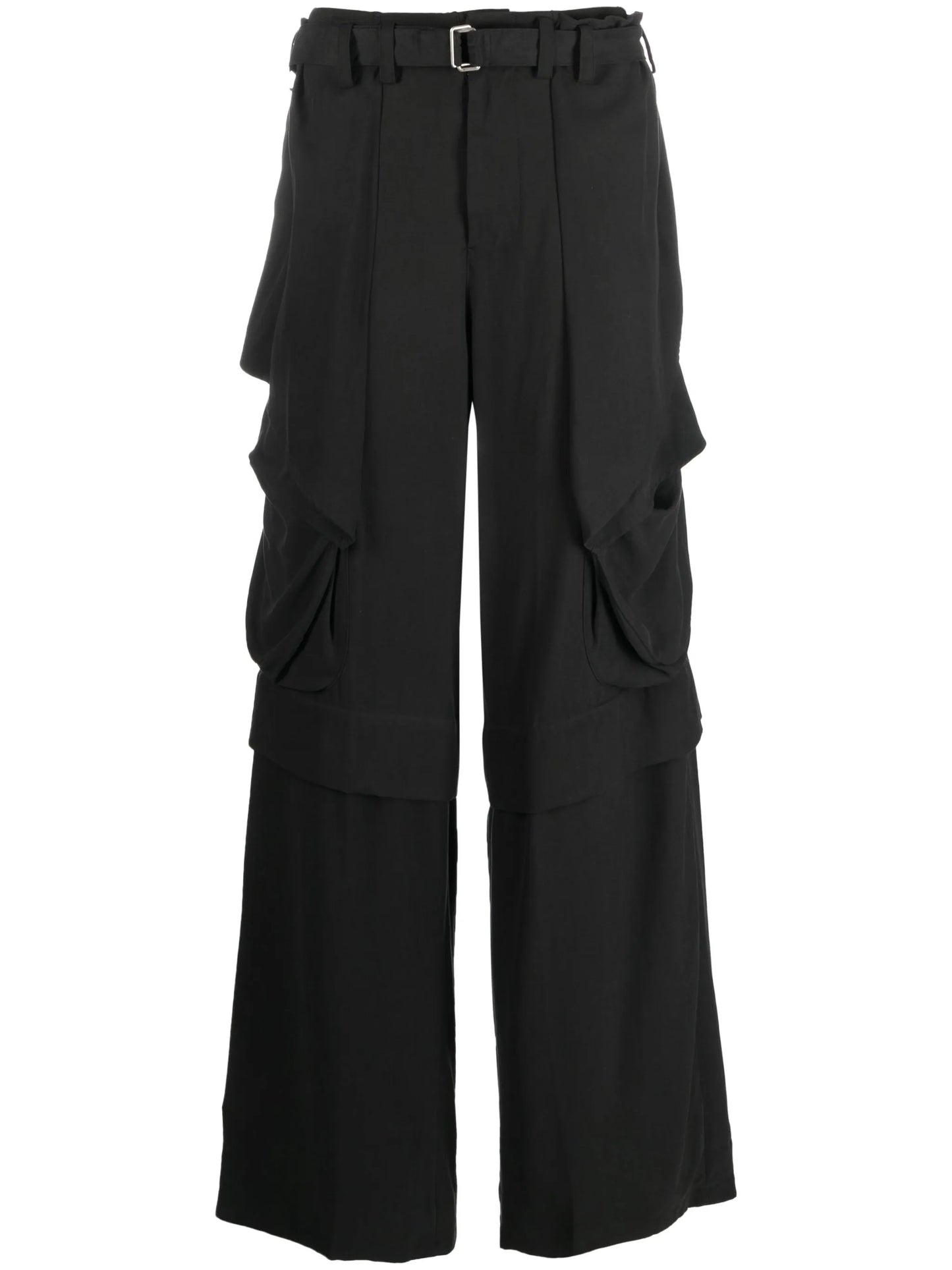 straight-leg belted-waist trousers