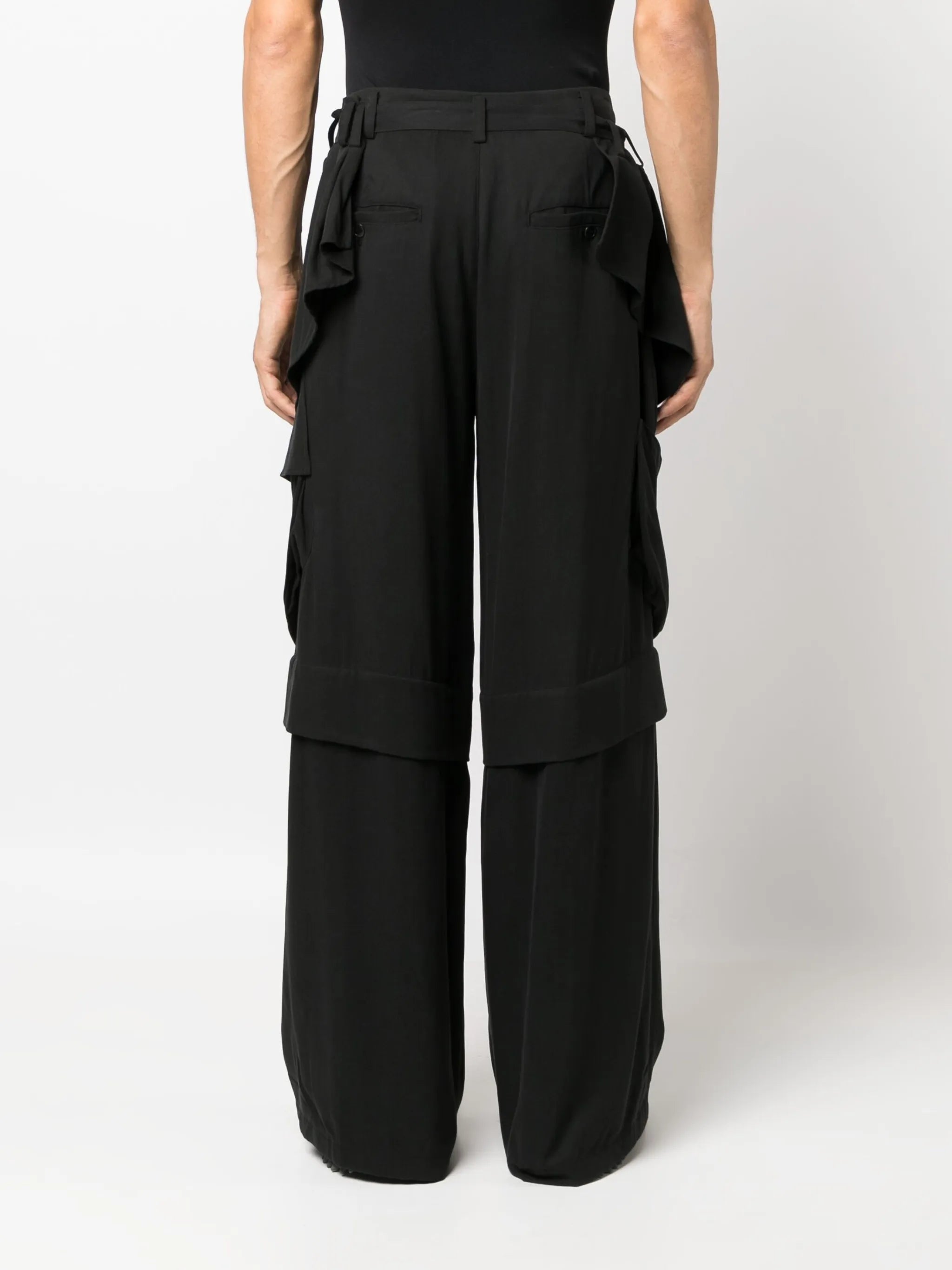 straight-leg belted-waist trousers