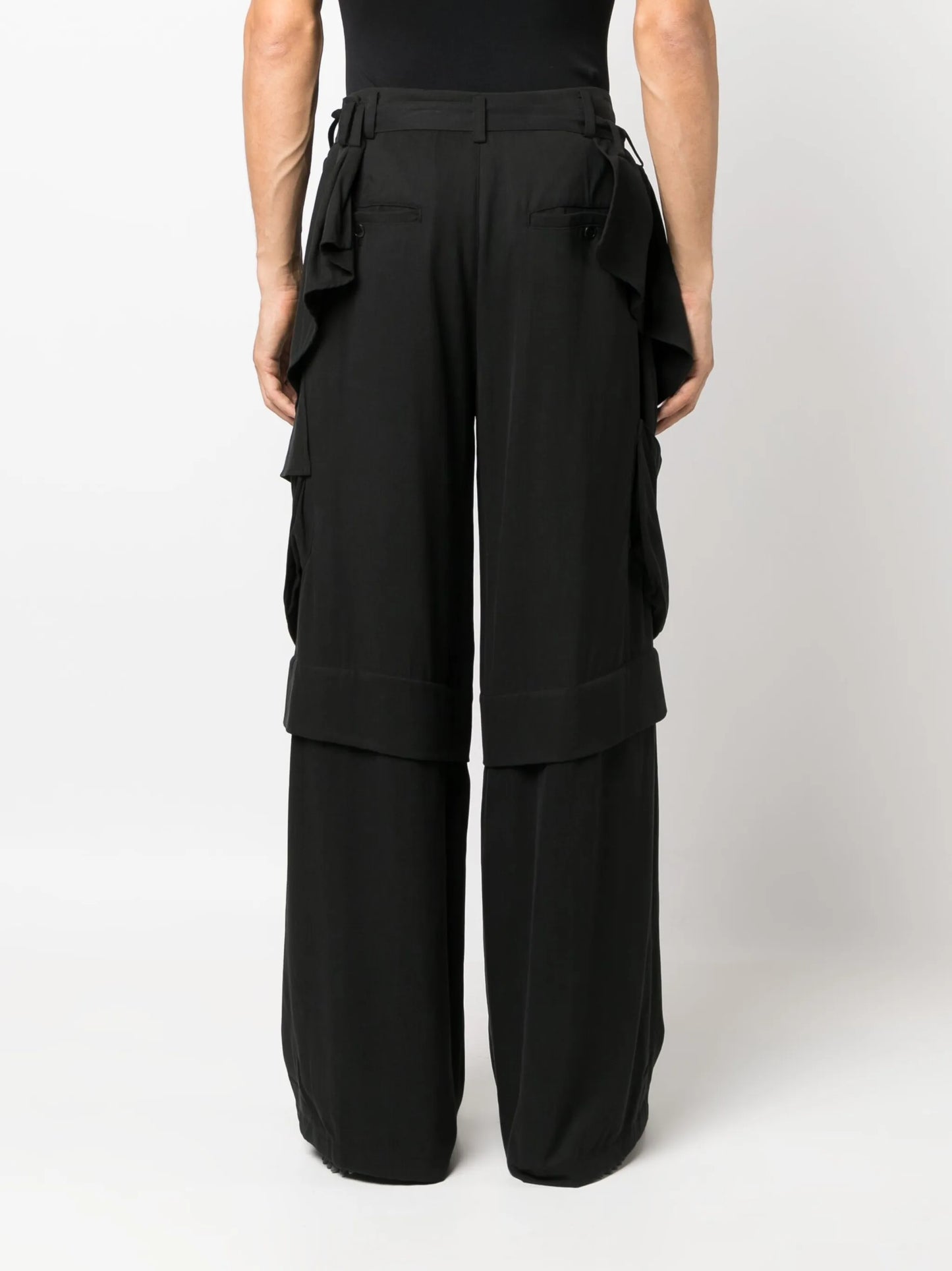 straight-leg belted-waist trousers