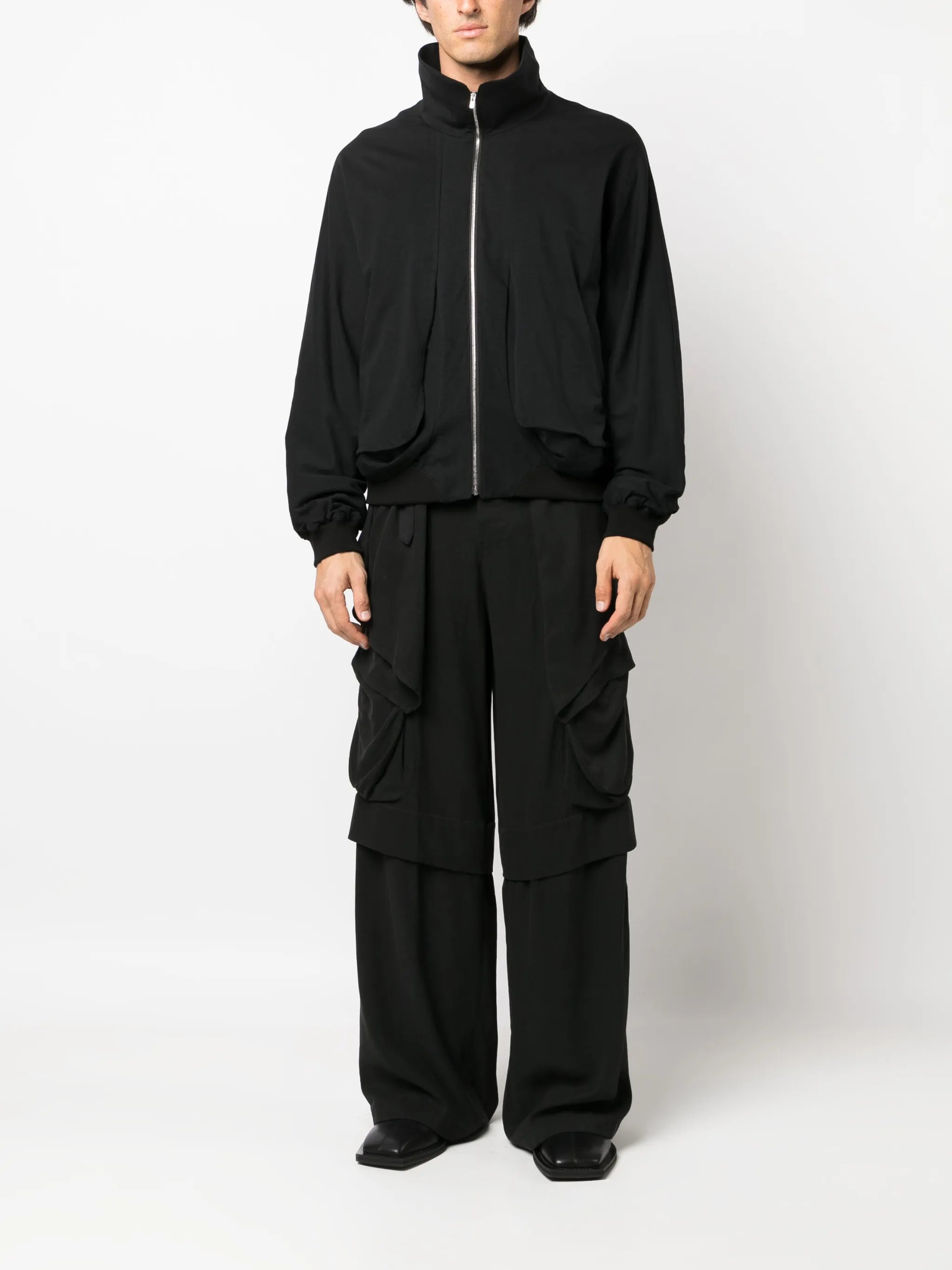 straight-leg belted-waist trousers