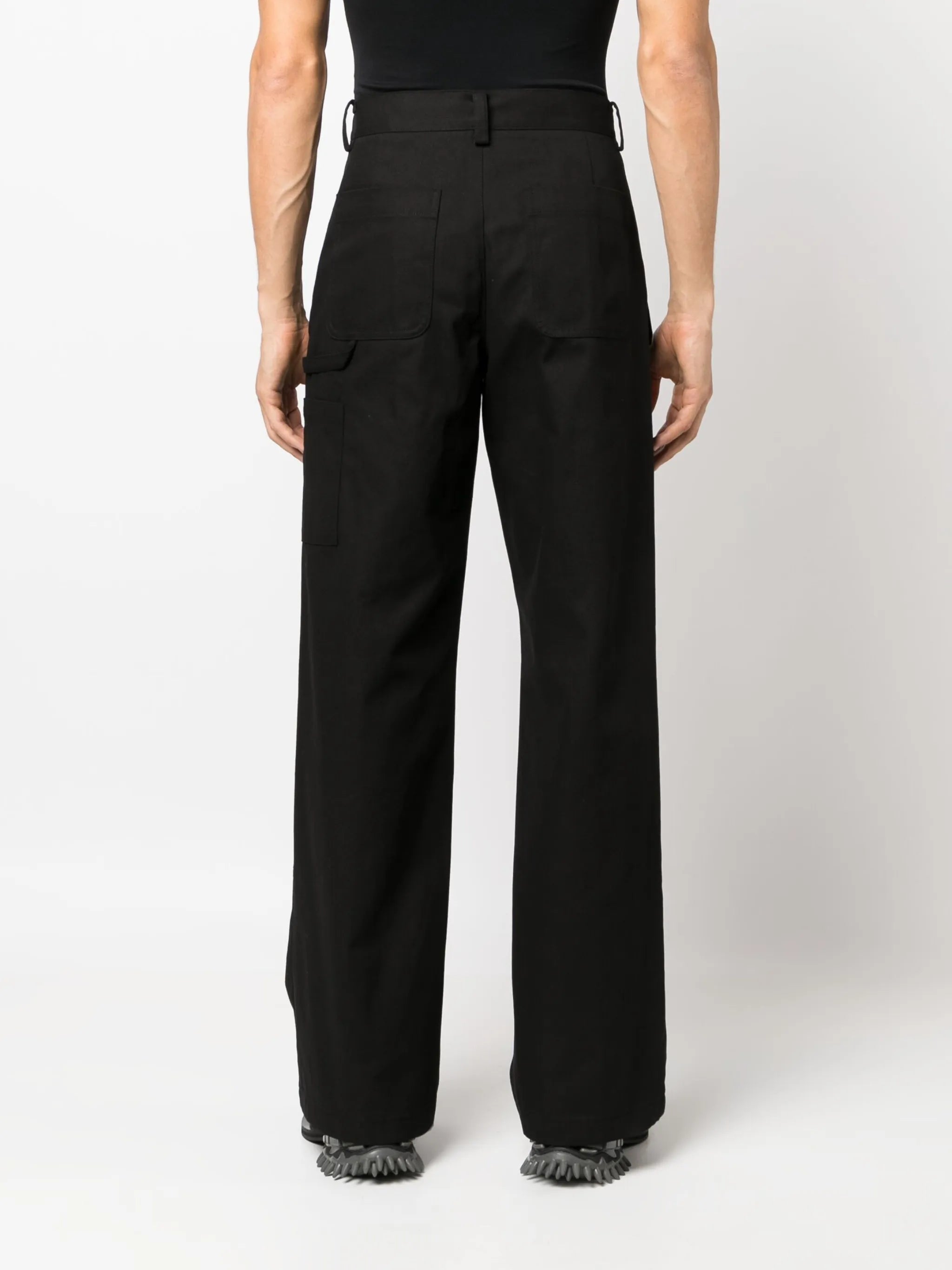 panelled sun-bleached effect trousers