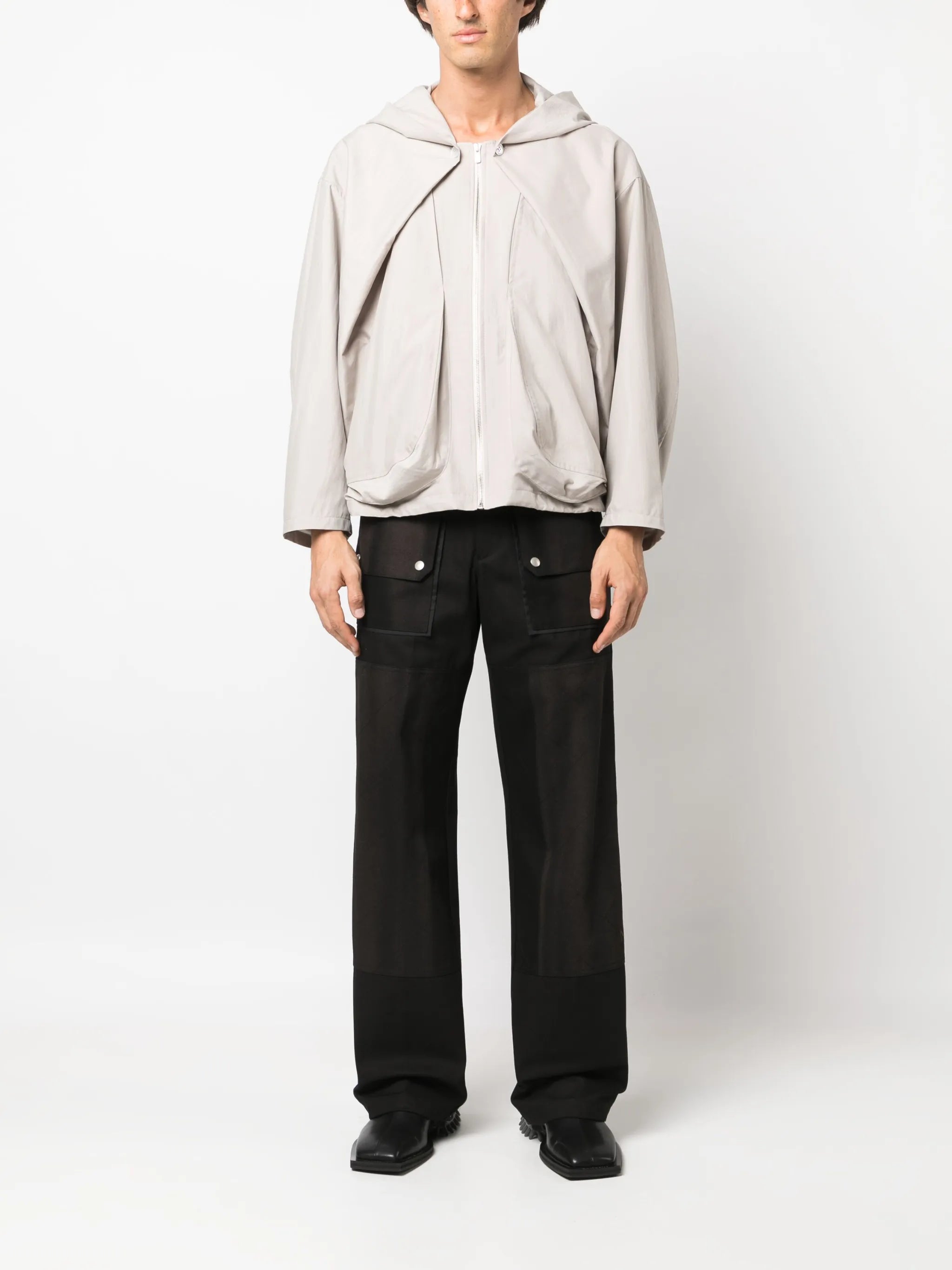 panelled sun-bleached effect trousers