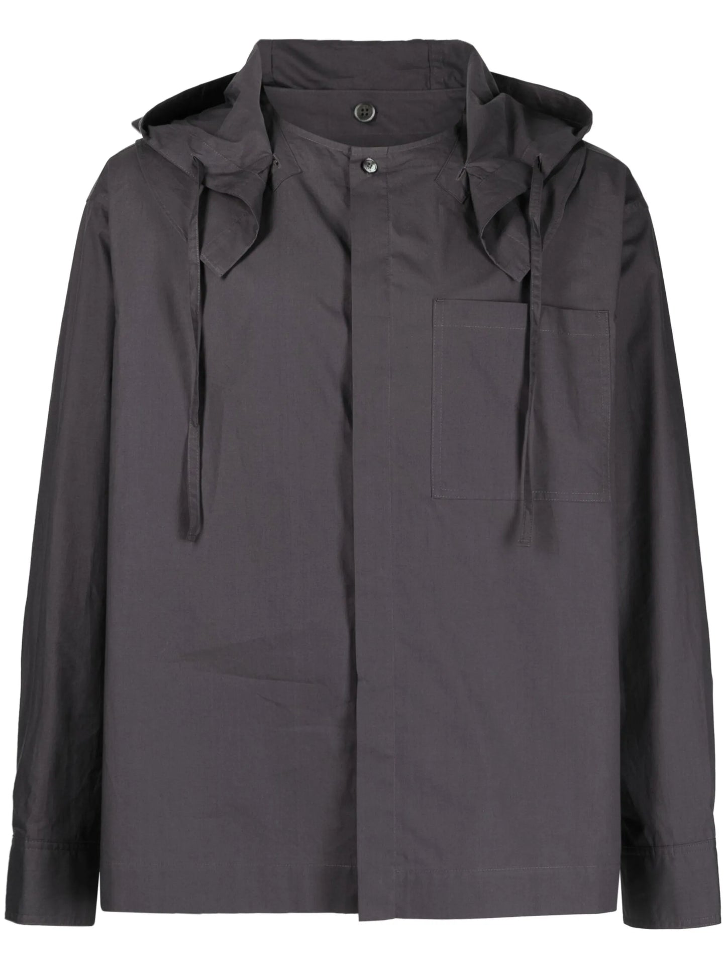 detachable-hood cotton shirt