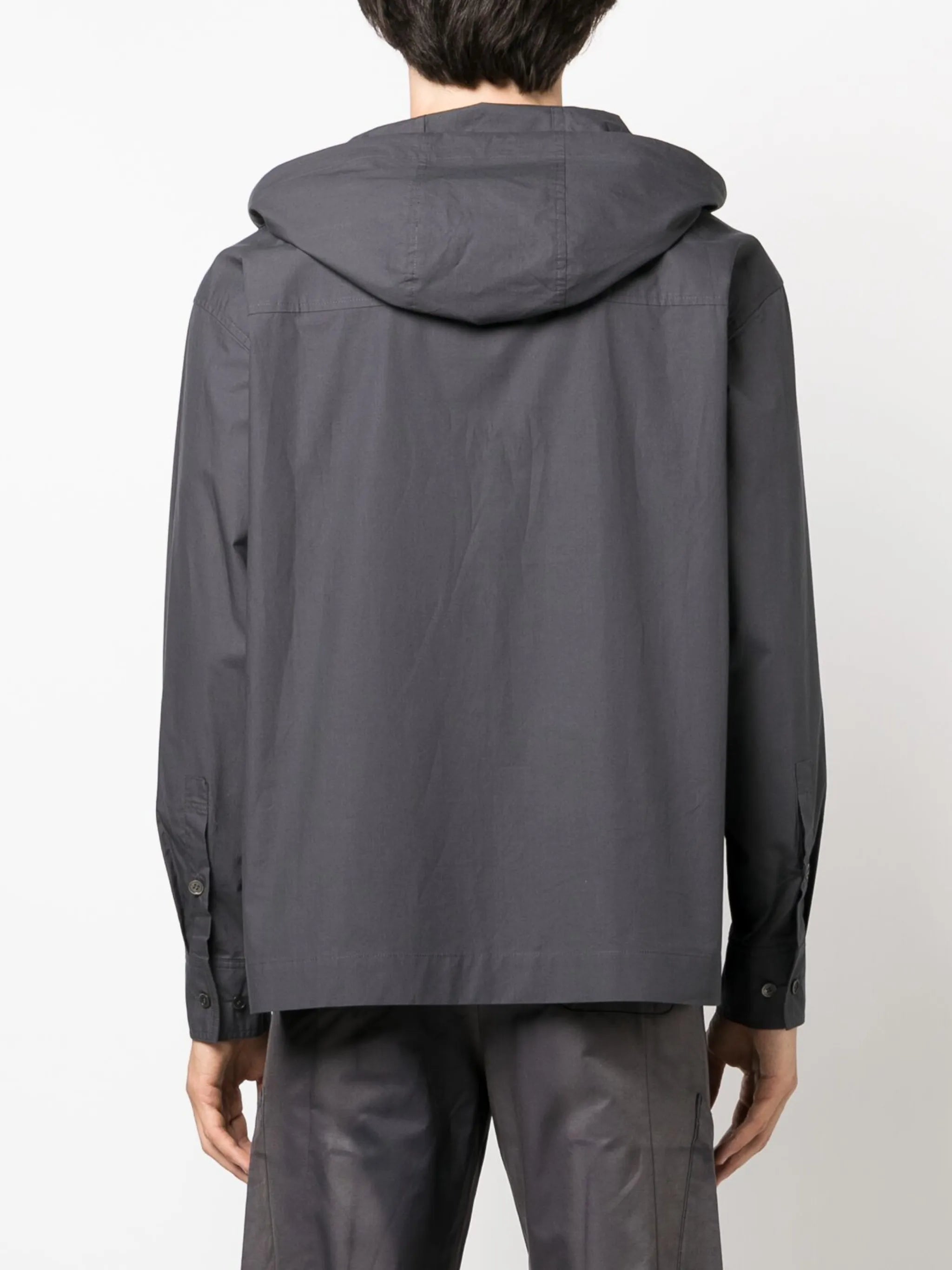 detachable-hood cotton shirt