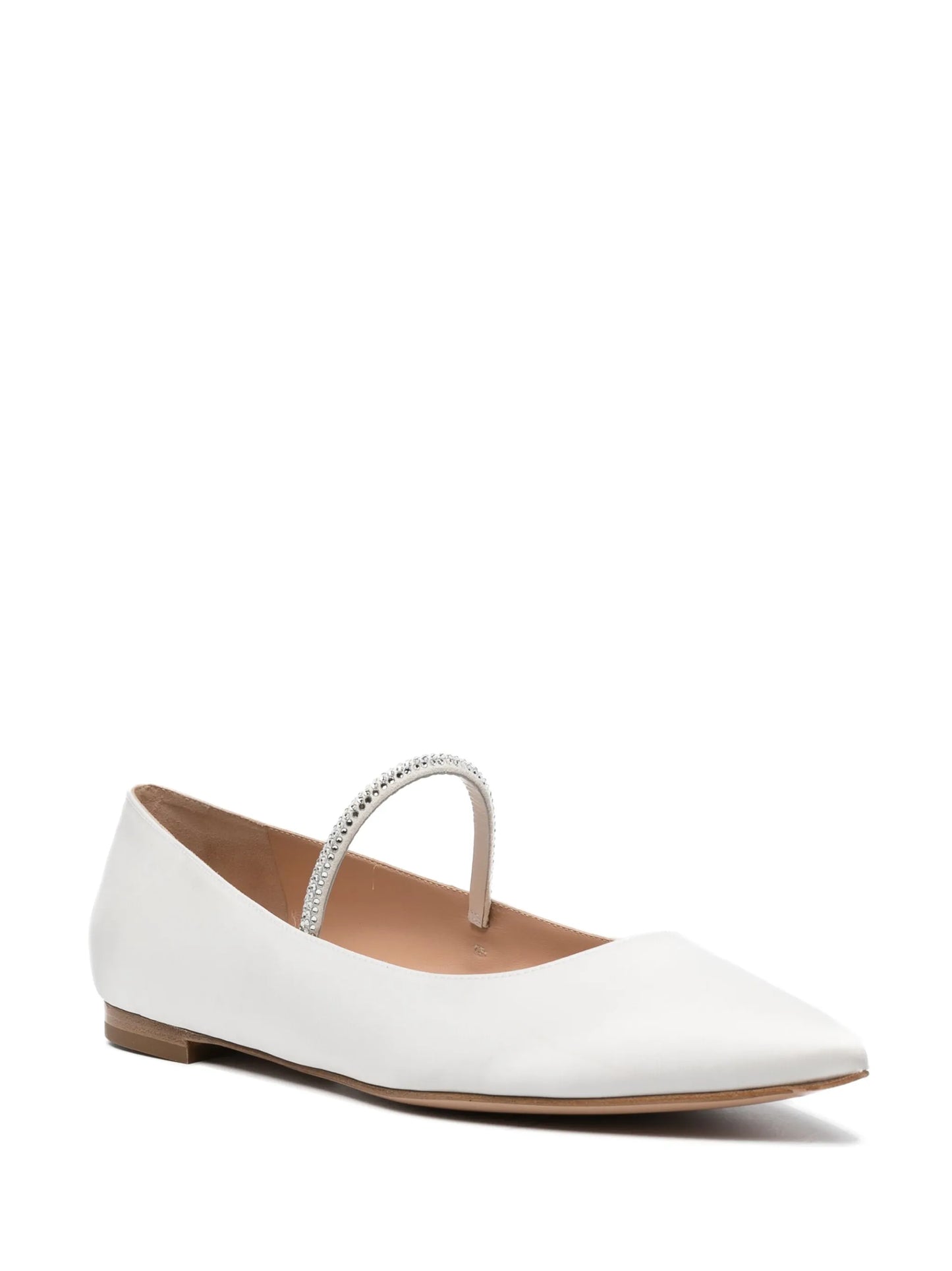 crystal-embellished satin ballet pumps