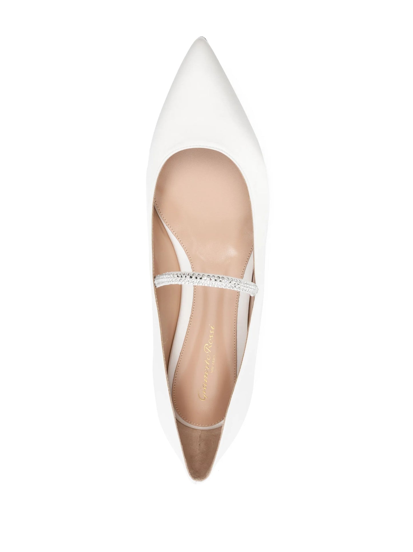 crystal-embellished satin ballet pumps