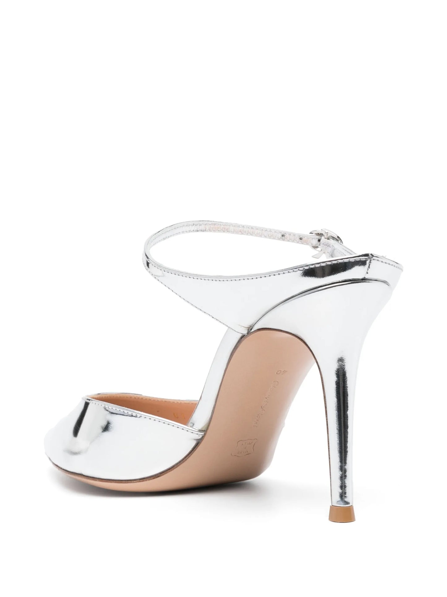 100mm metallic leather mules