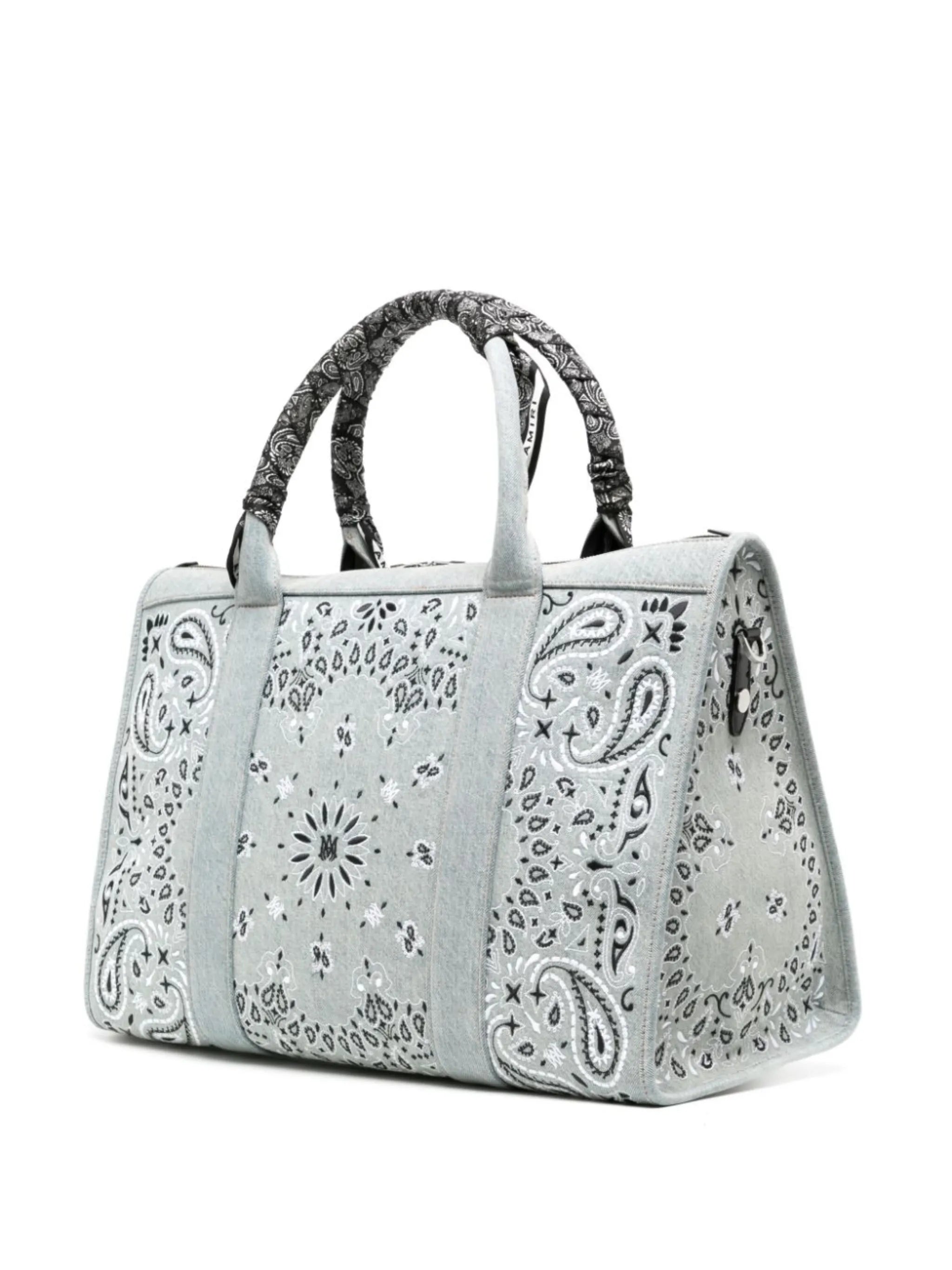 bandana-embroidery denim holdall