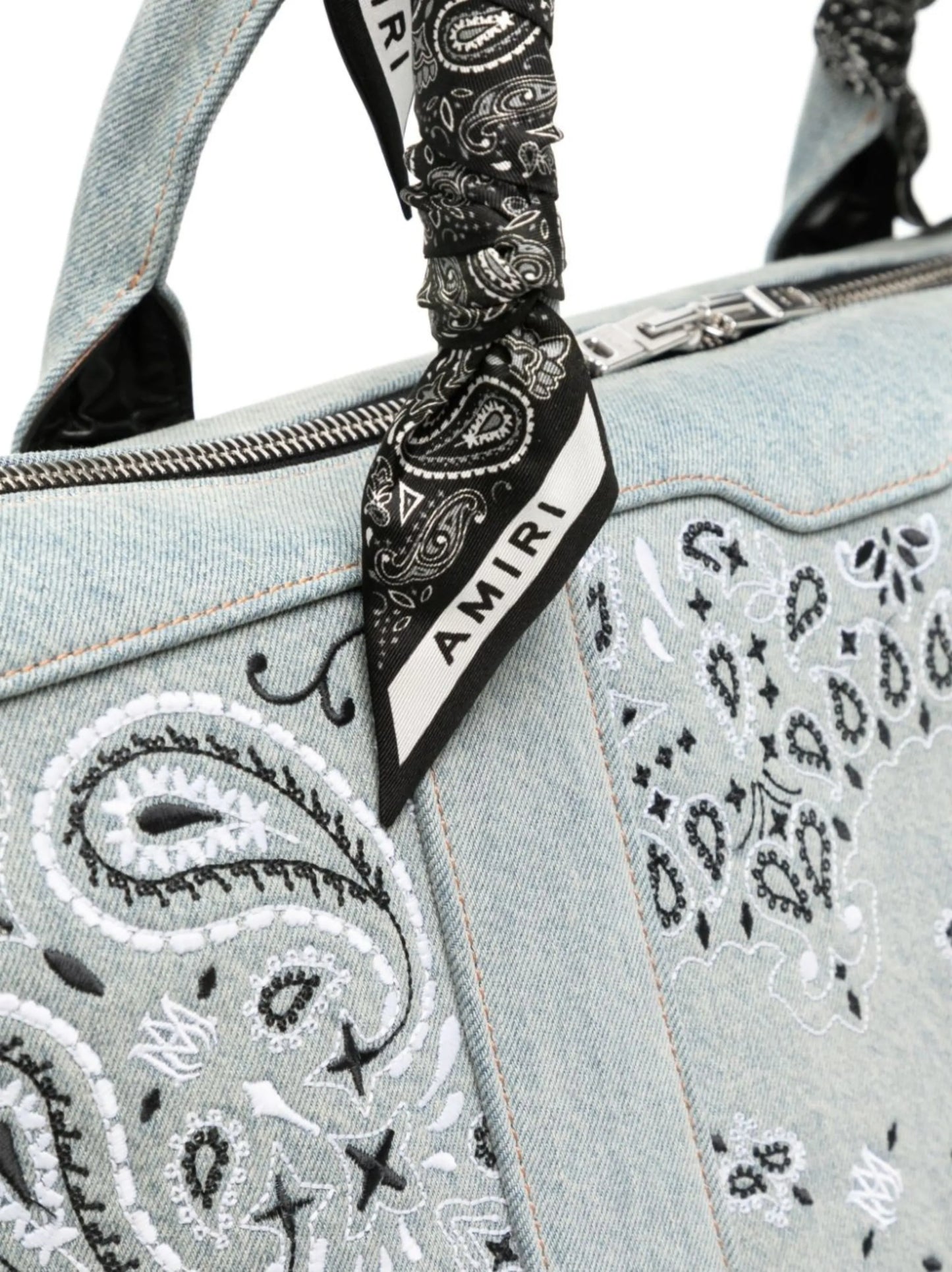 bandana-embroidery denim holdall