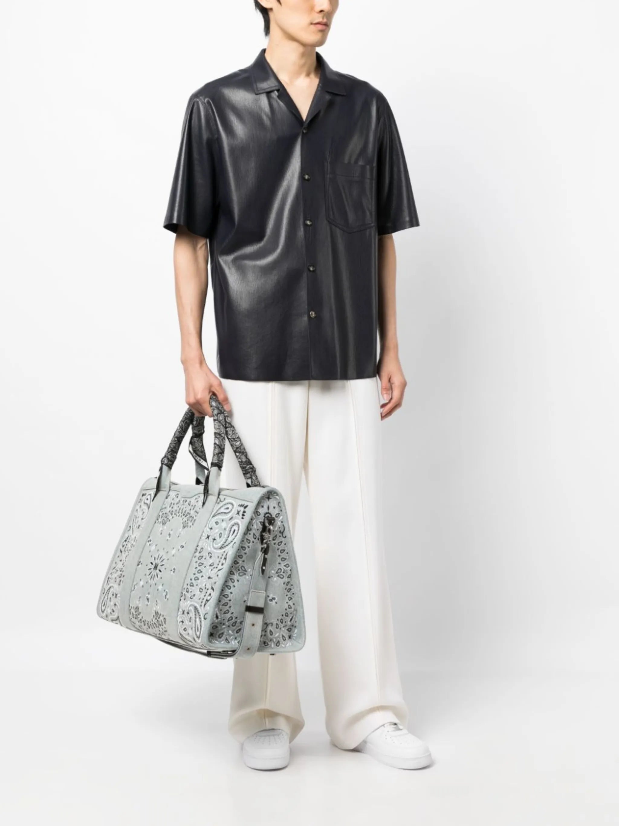 bandana-embroidery denim holdall