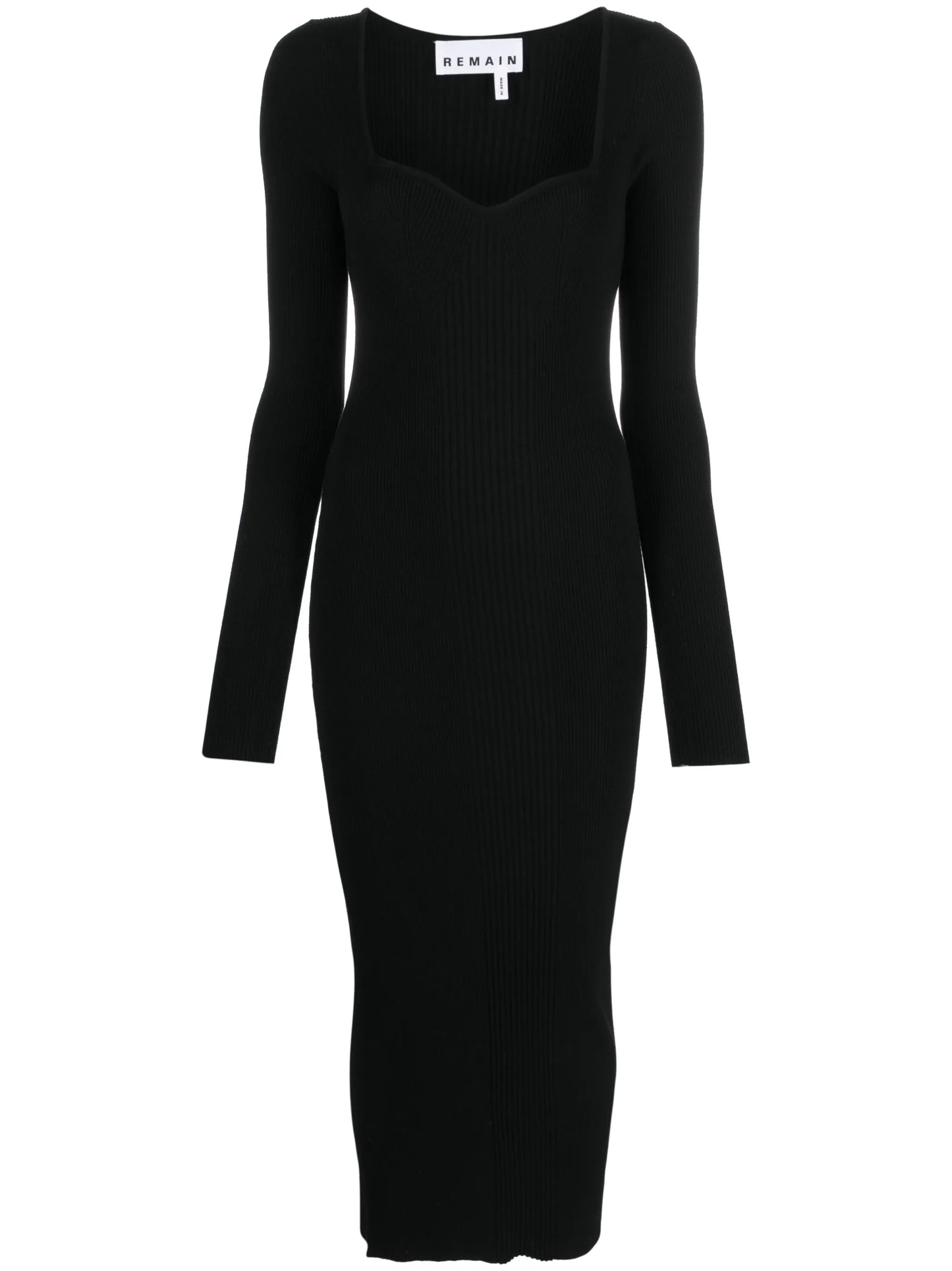 sweetheart-neck knitted midi dress
