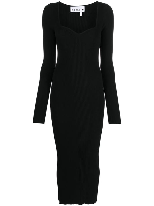 sweetheart-neck knitted midi dress