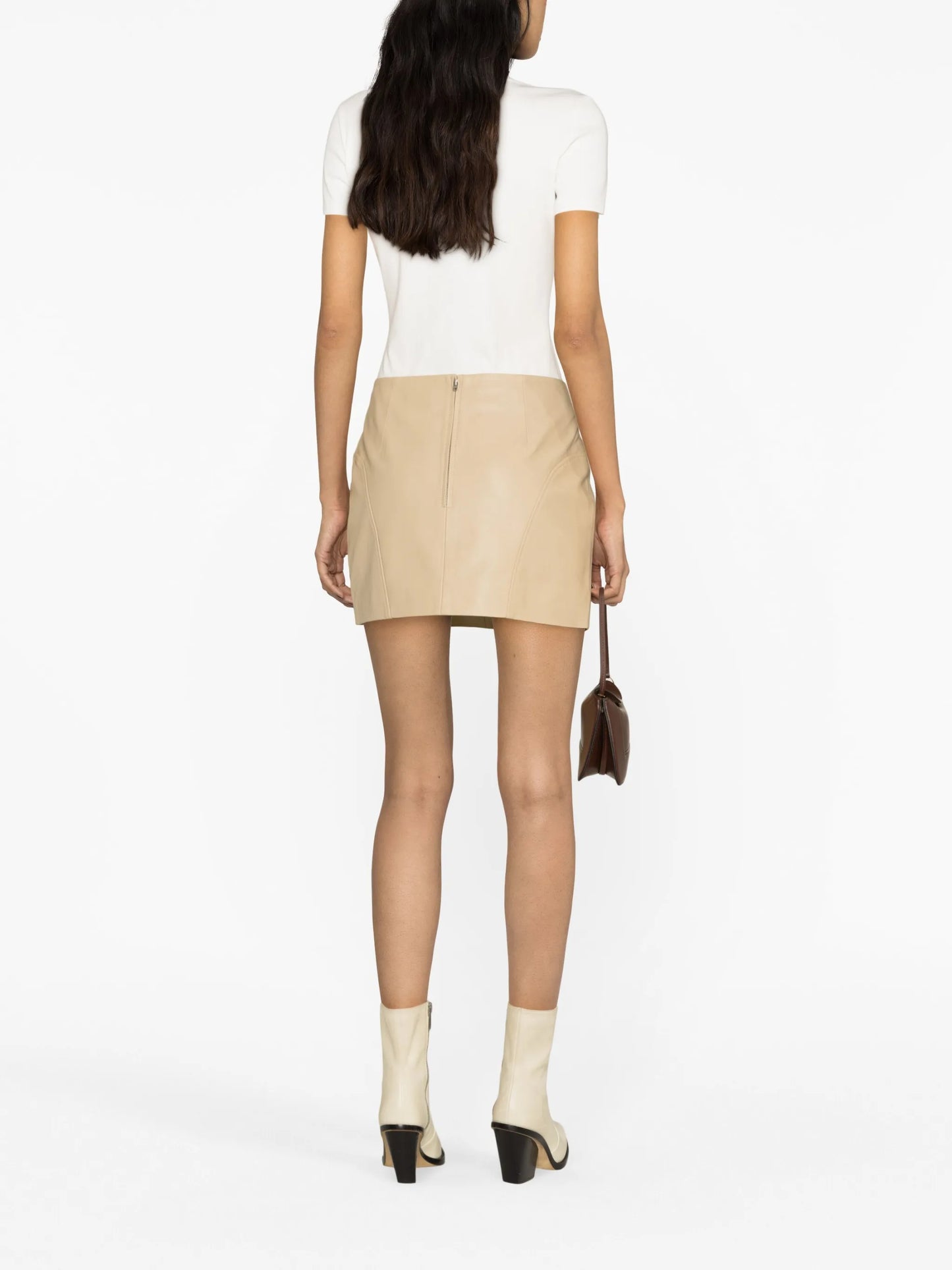 panelled leather miniskirt