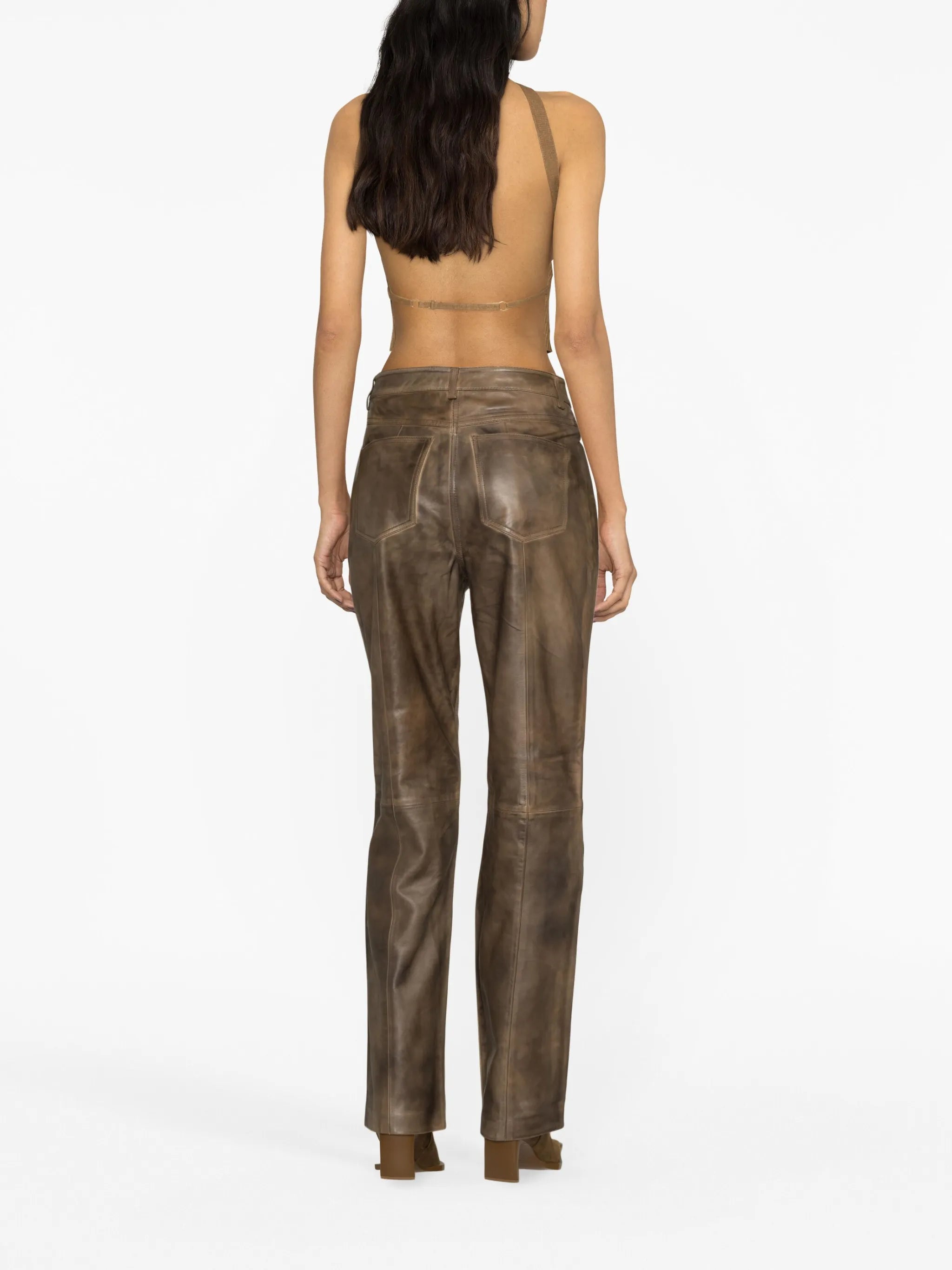 straight-leg leather trousers