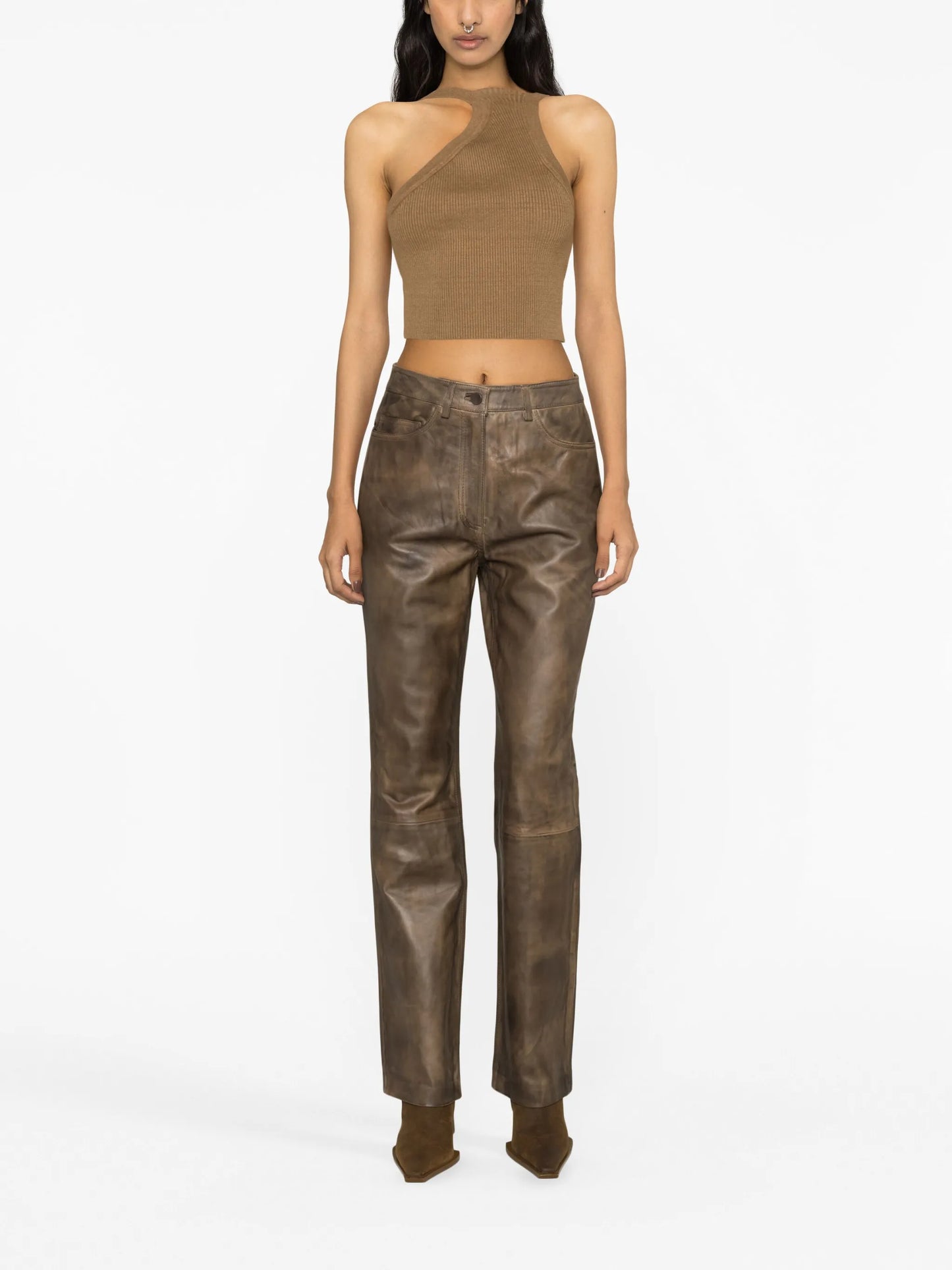 straight-leg leather trousers