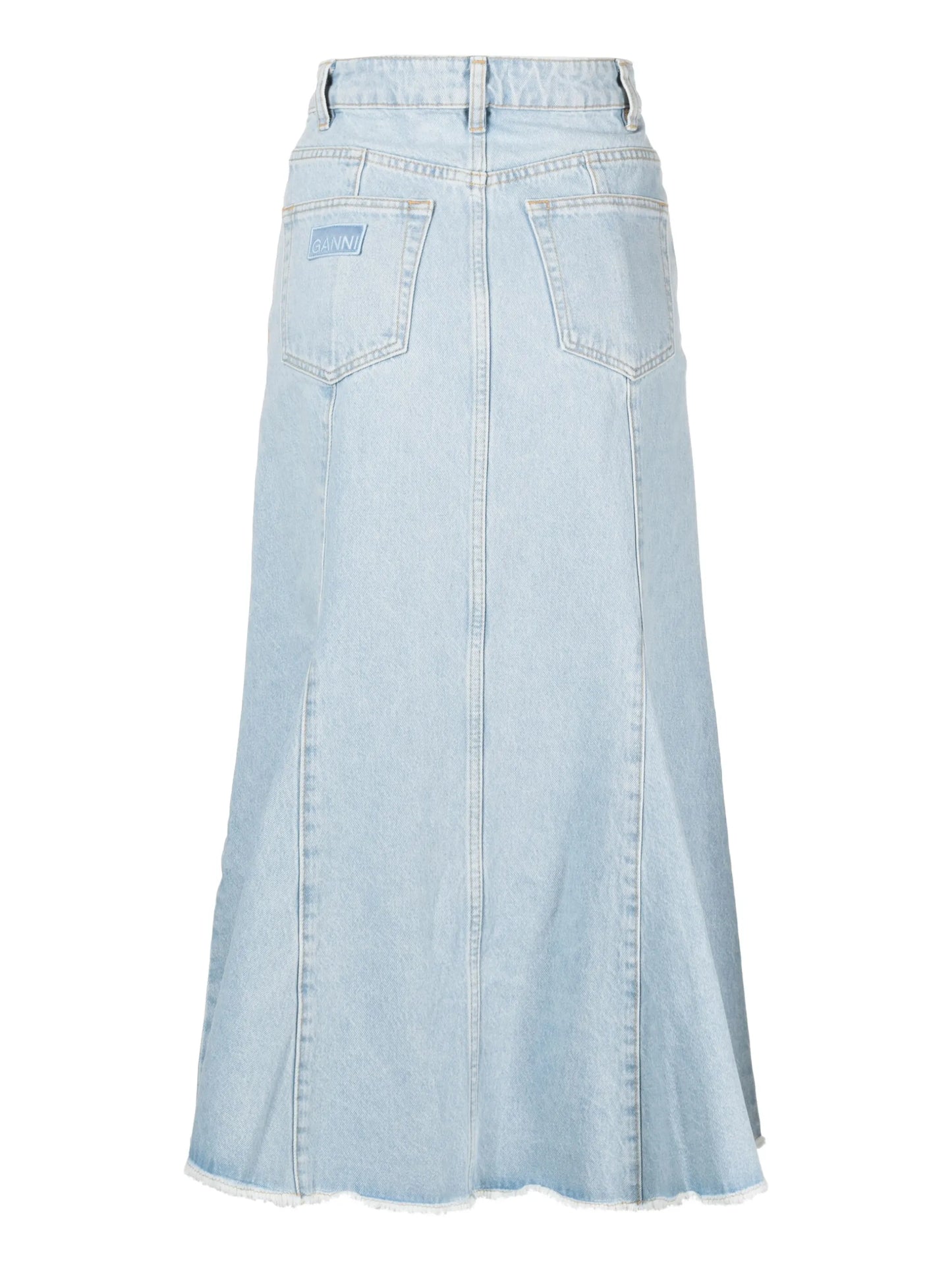 denim peplum midi skirt