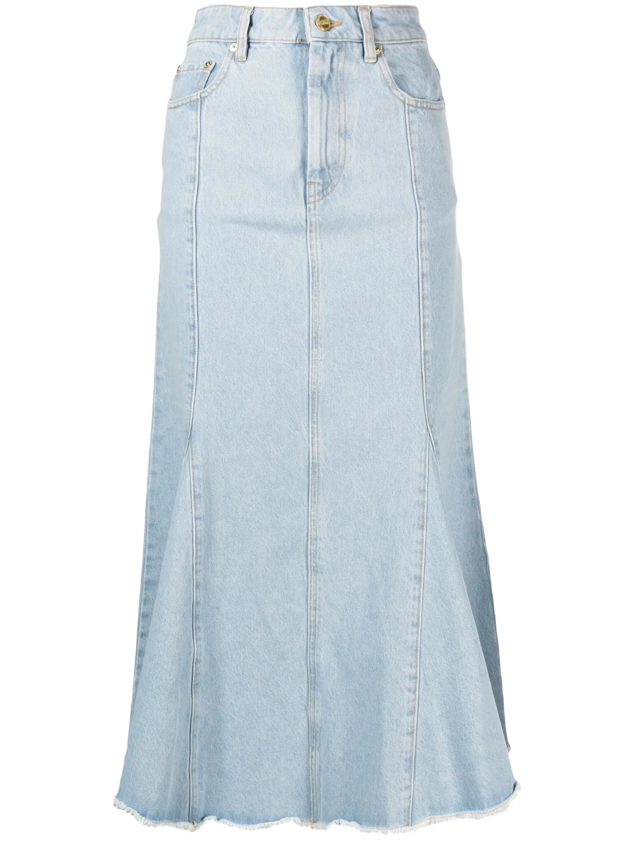 denim peplum midi skirt