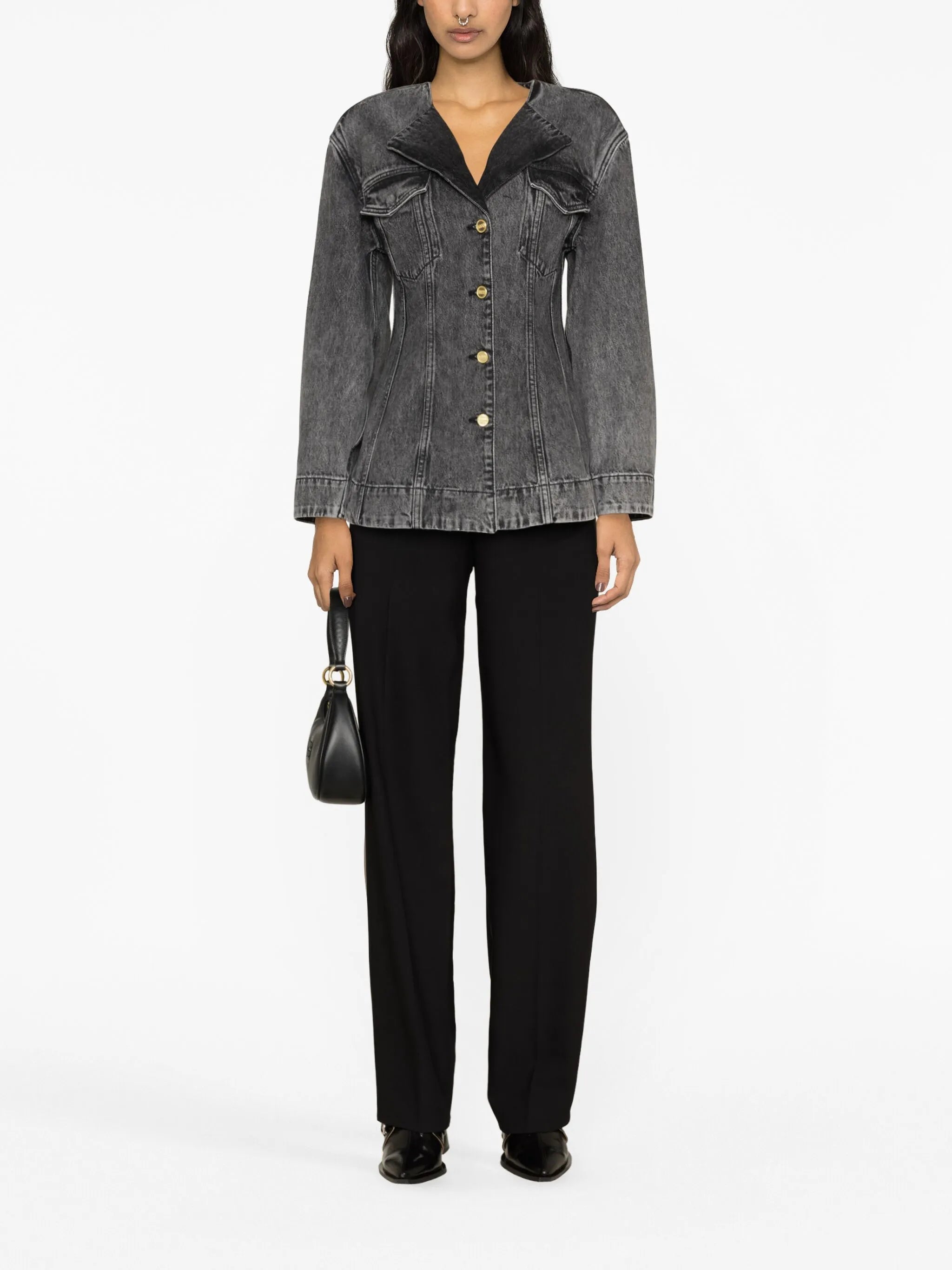 washed denim blazer