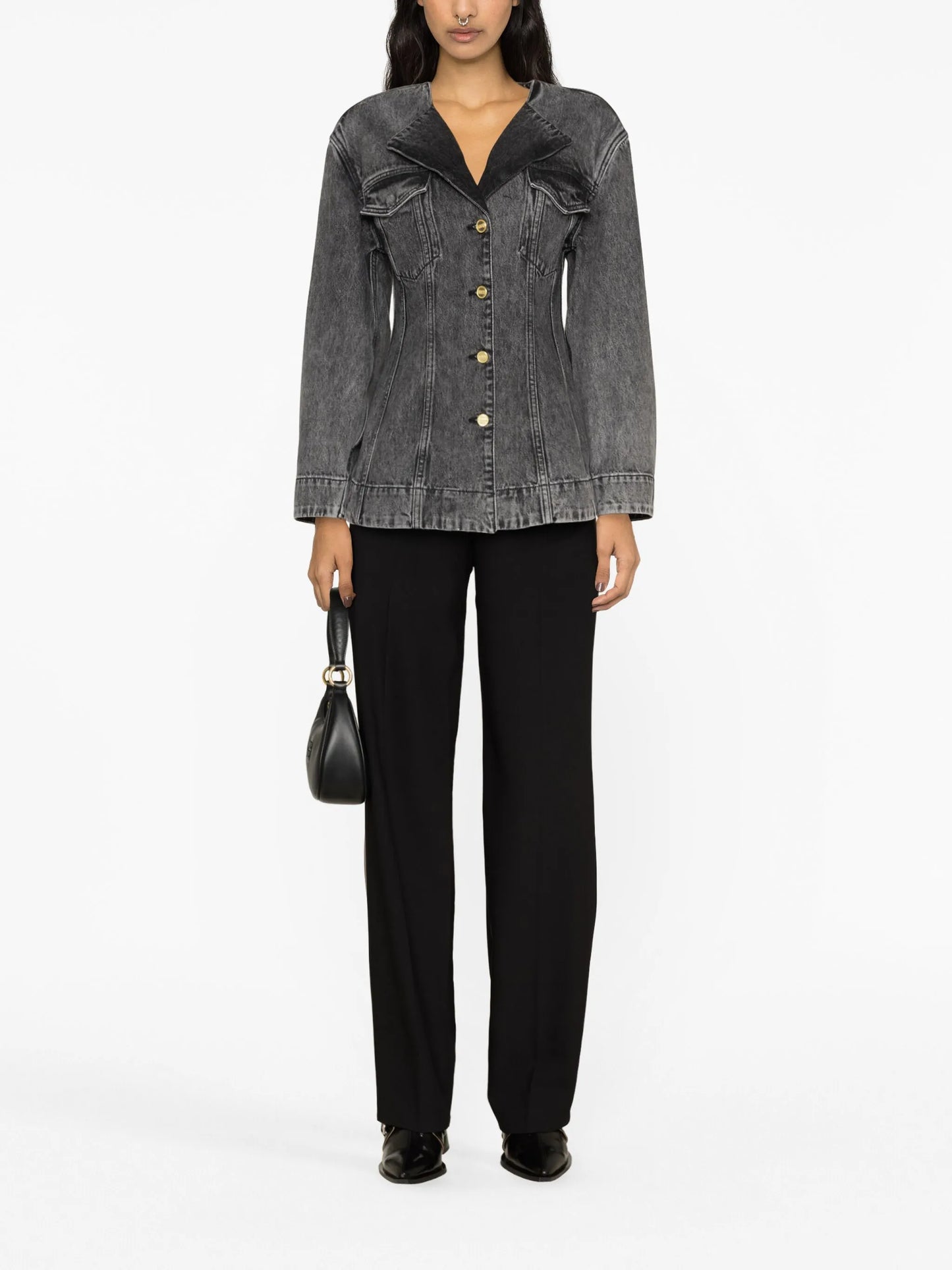 washed denim blazer