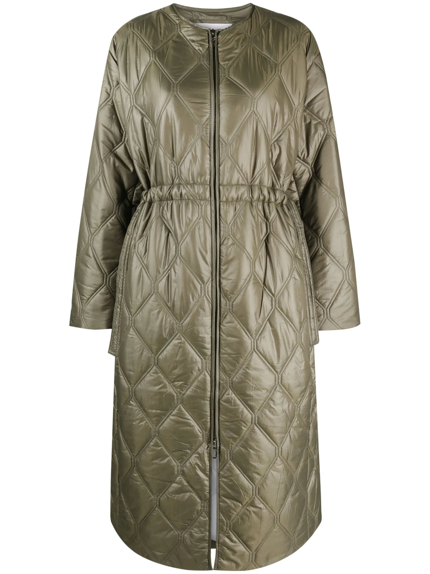 drawstring quilted coat