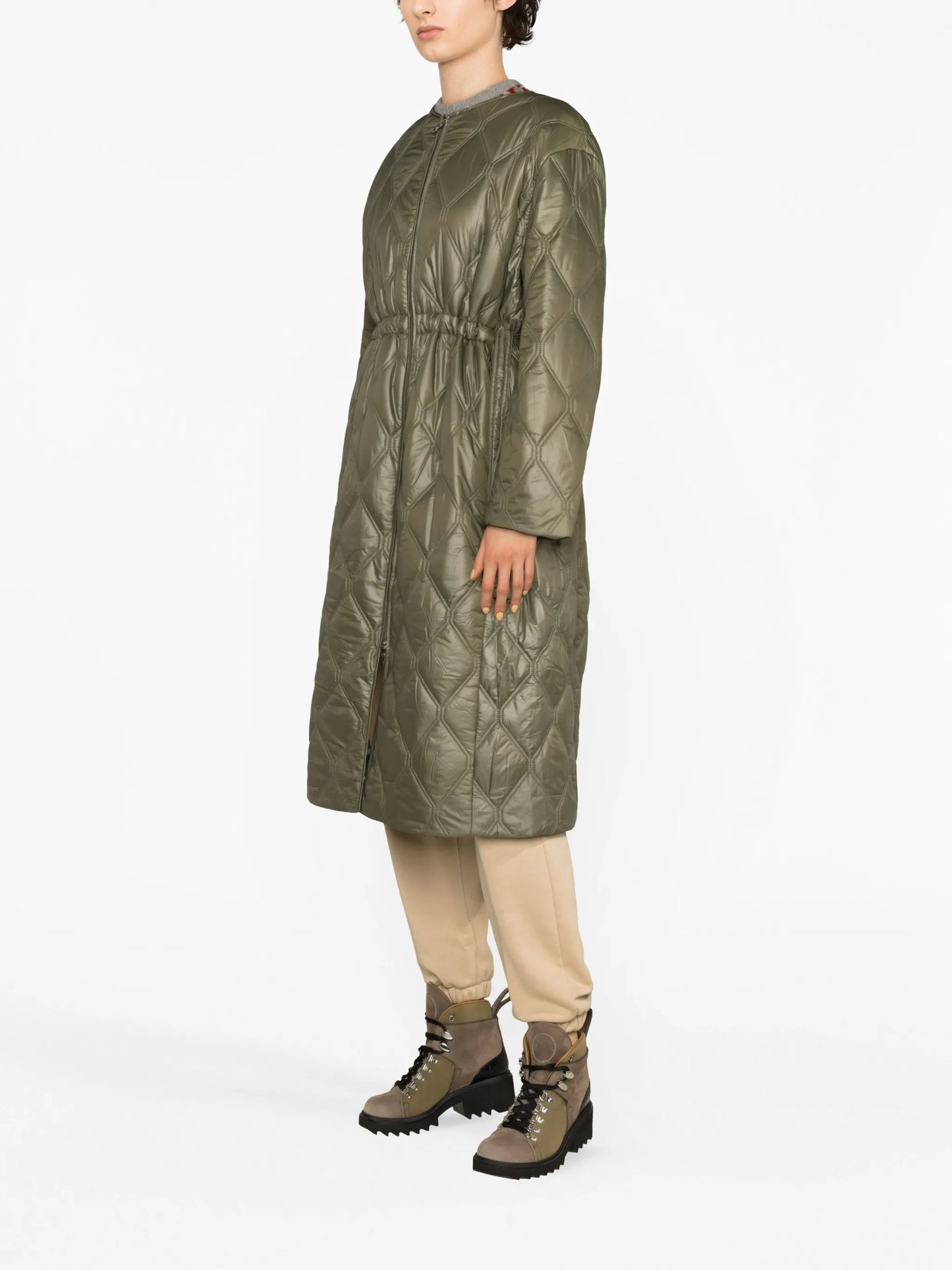 drawstring quilted coat