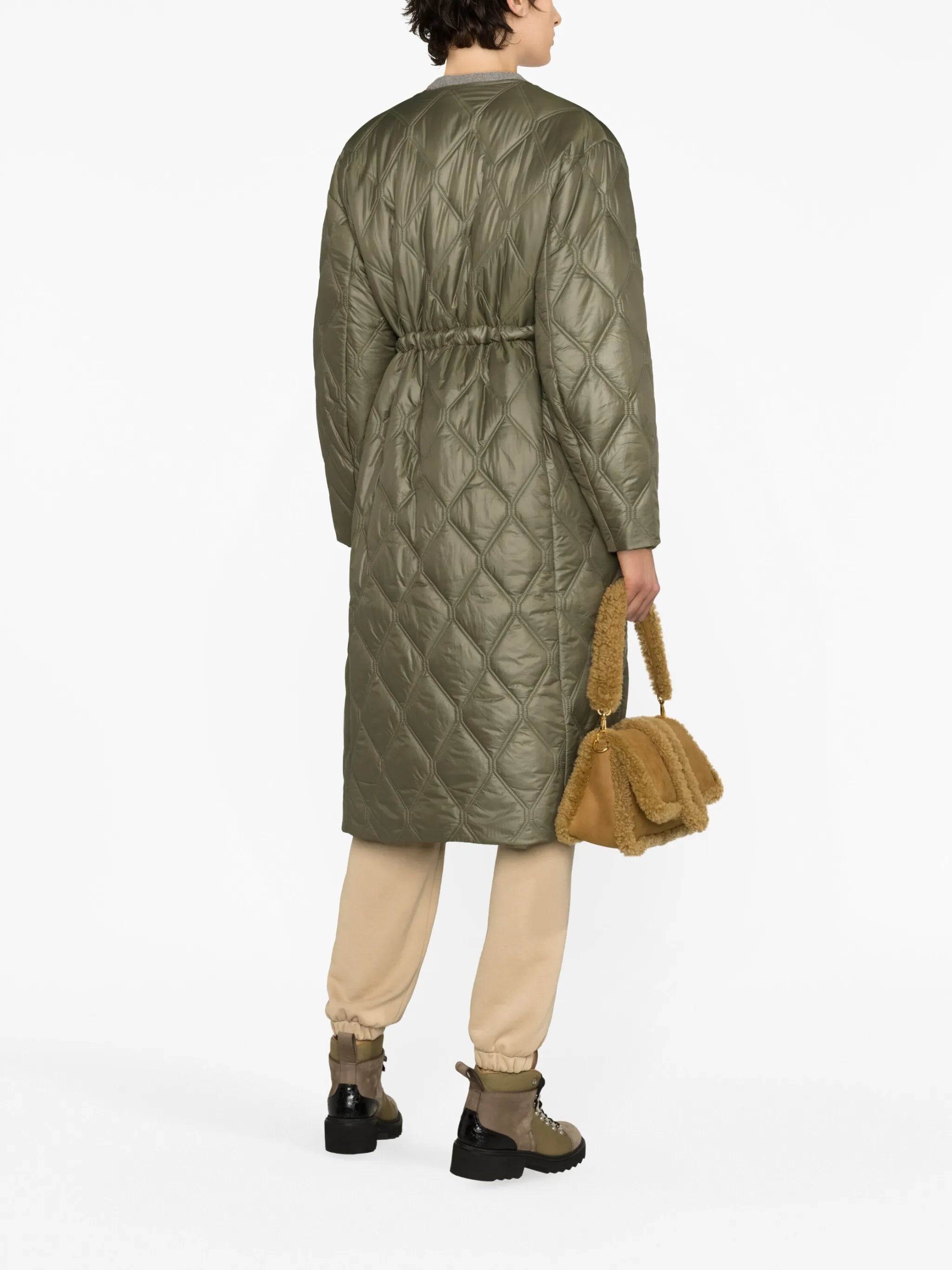 drawstring quilted coat