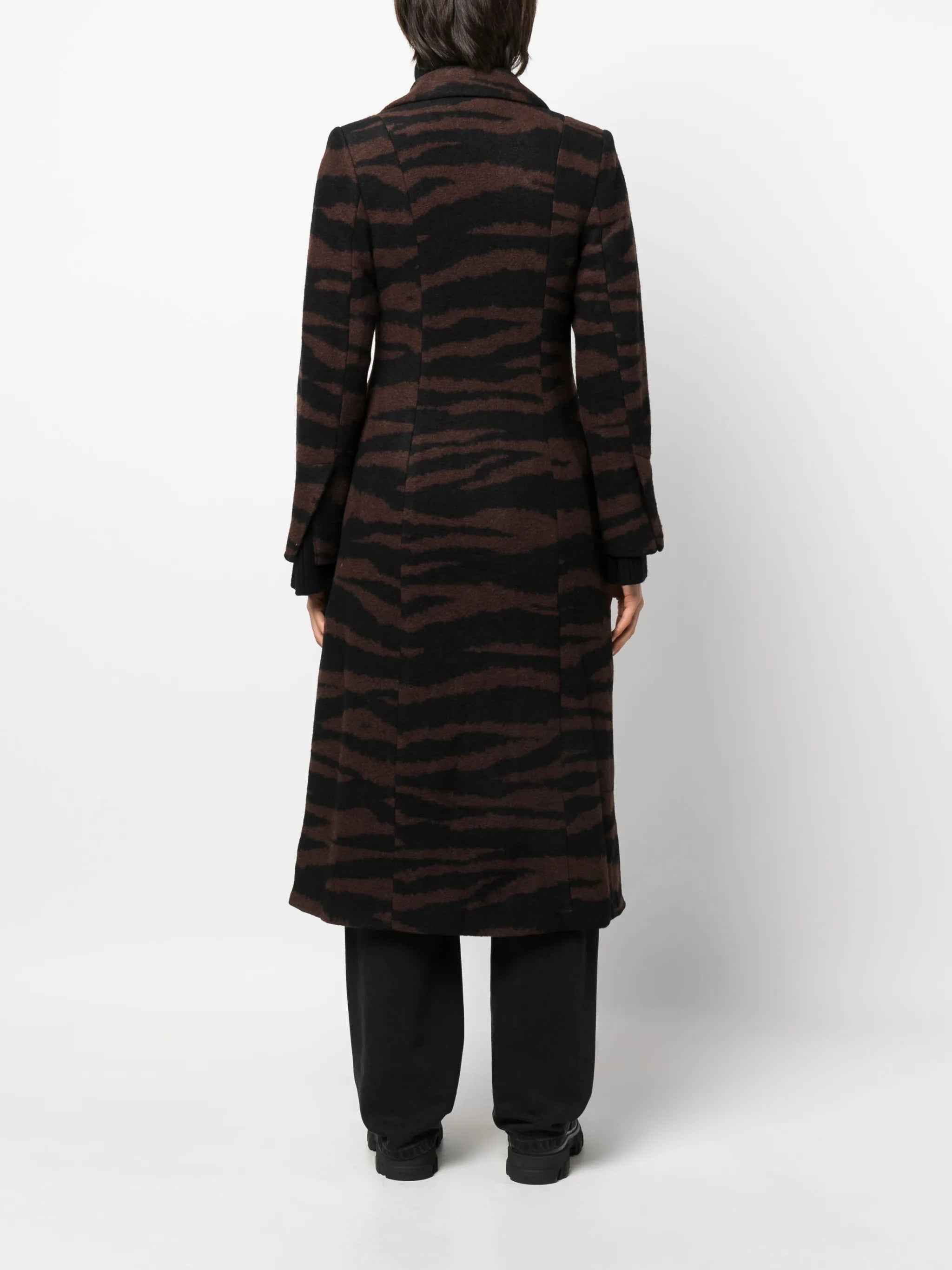 leopard-jacquard long coat