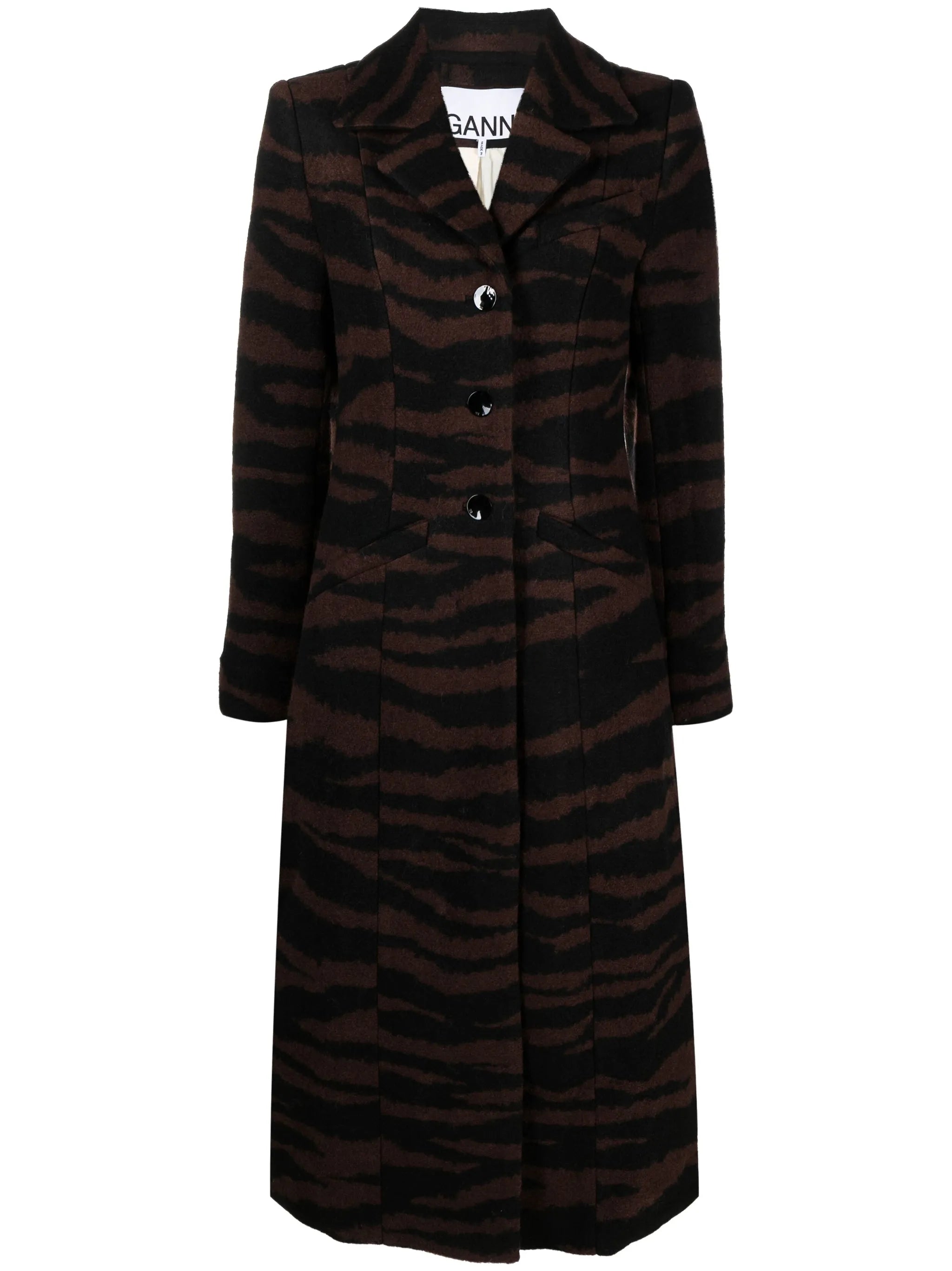 leopard-jacquard long coat
