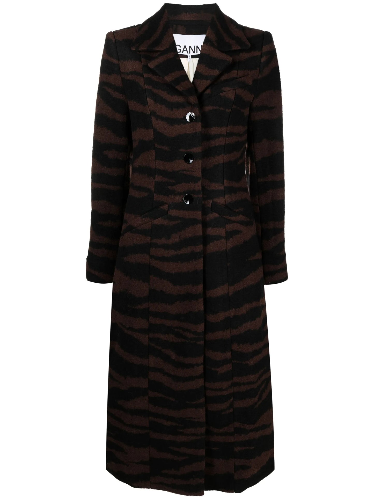 leopard-jacquard long coat