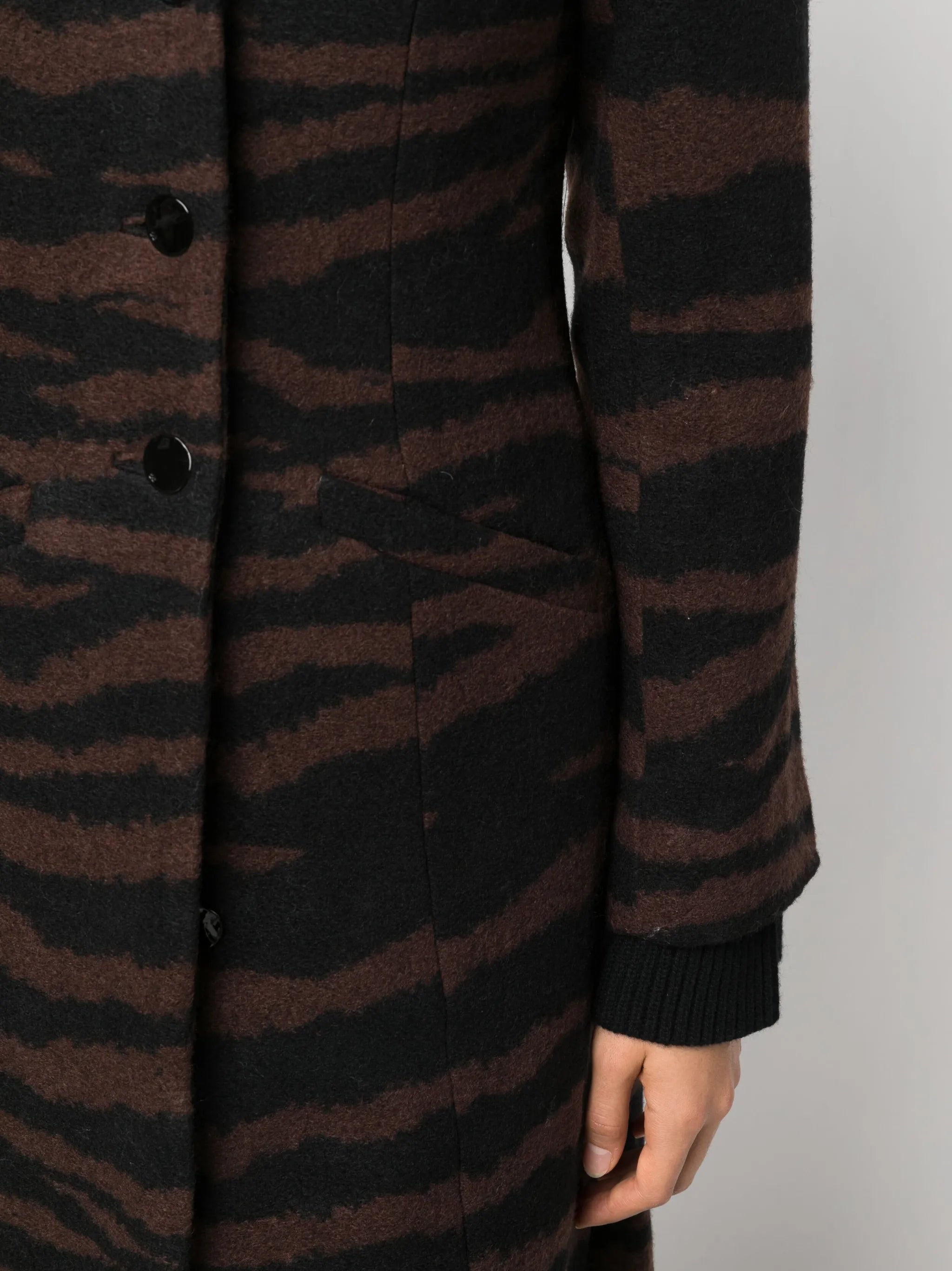 leopard-jacquard long coat