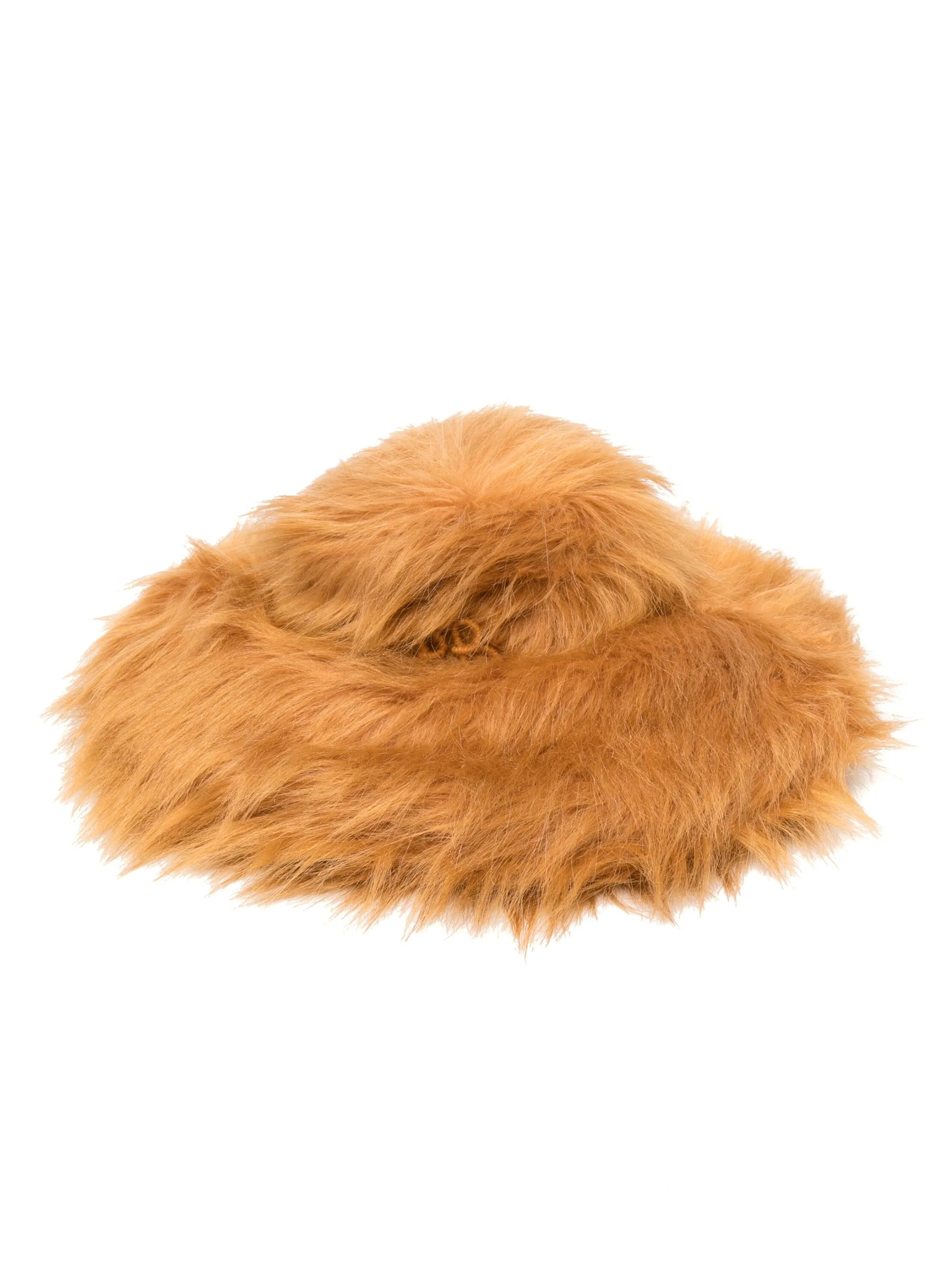 faux-fur wide-brim hat