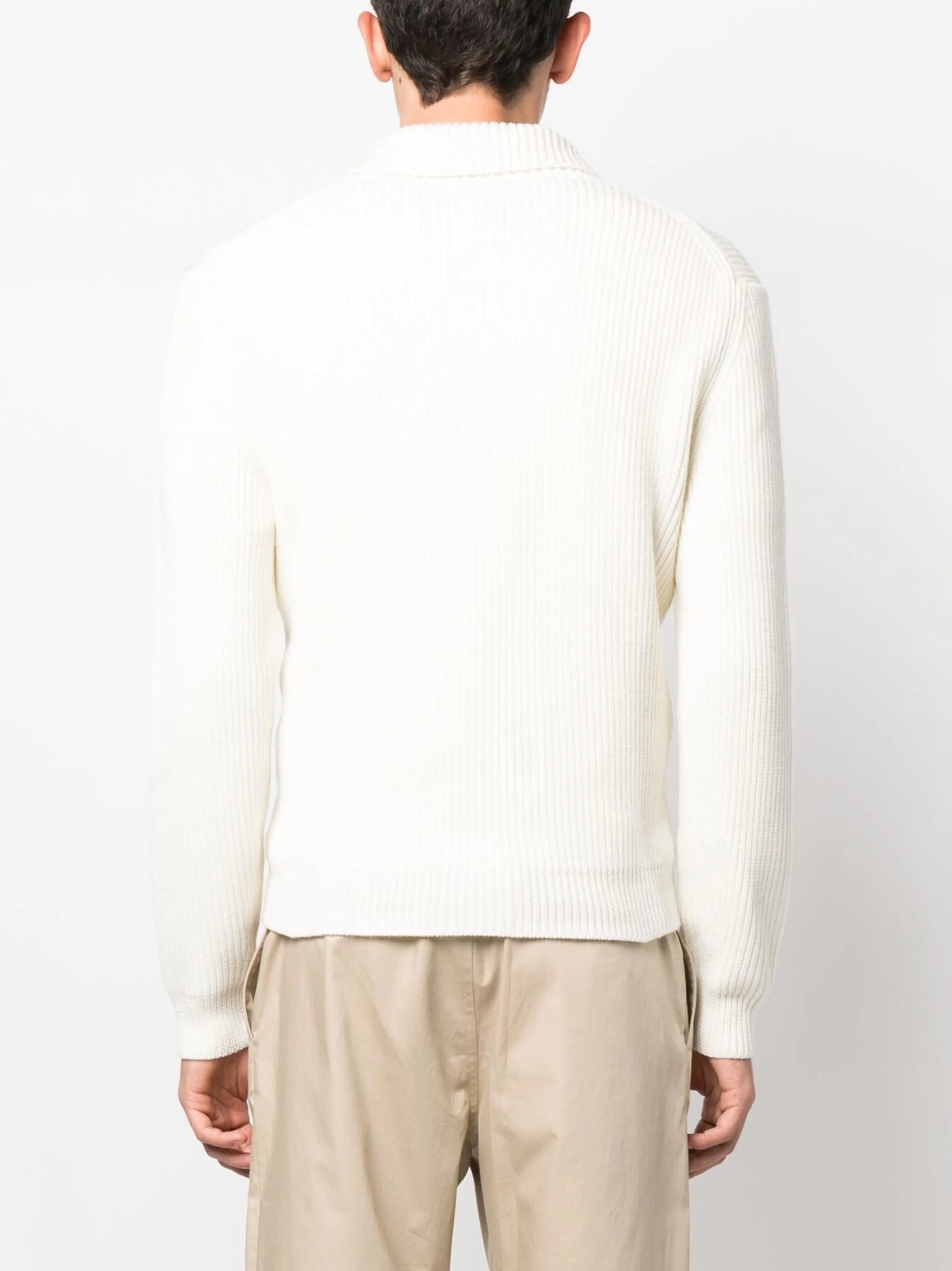shawl-lapel V-neck cardigan