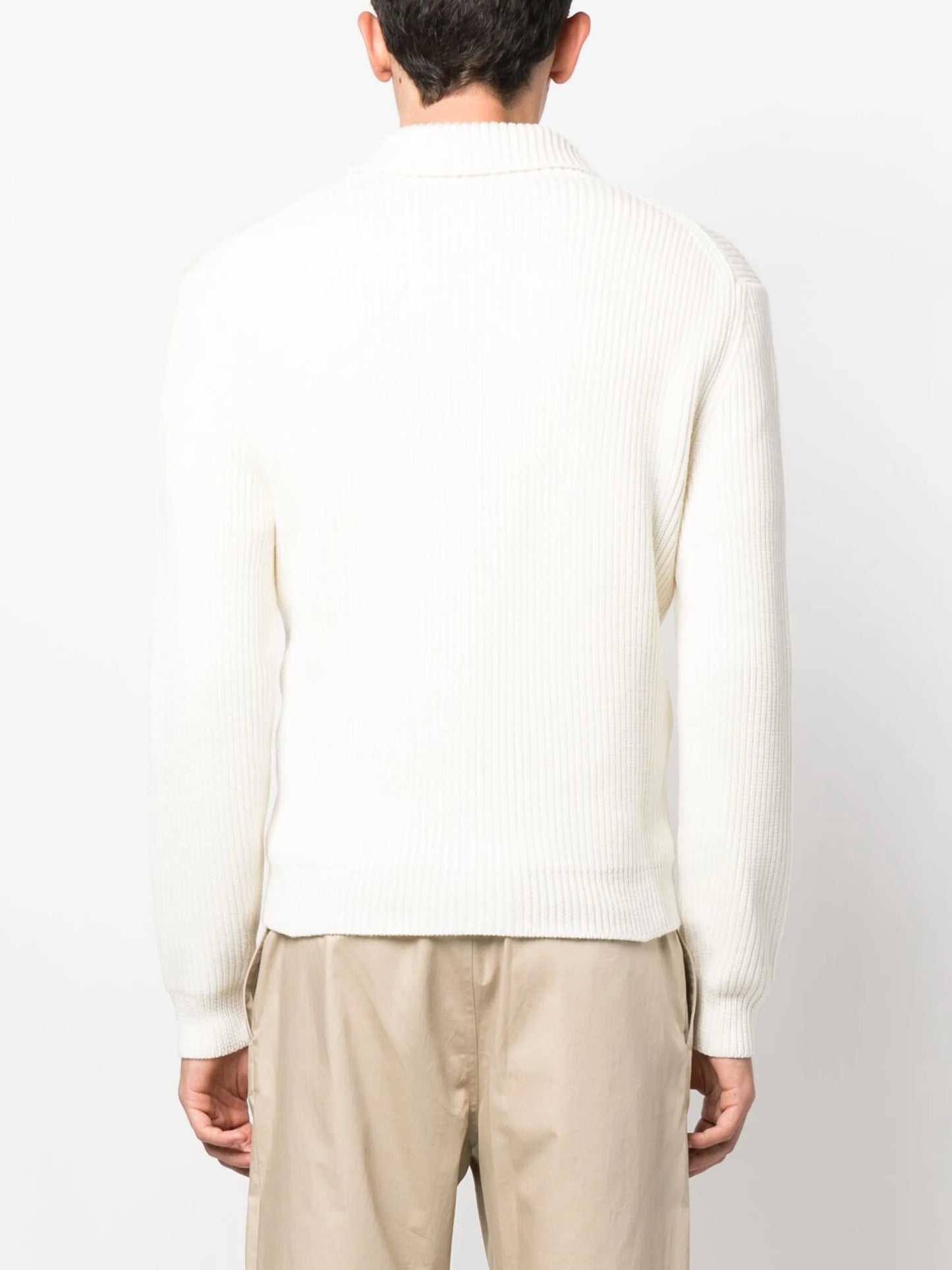 shawl-lapel V-neck cardigan