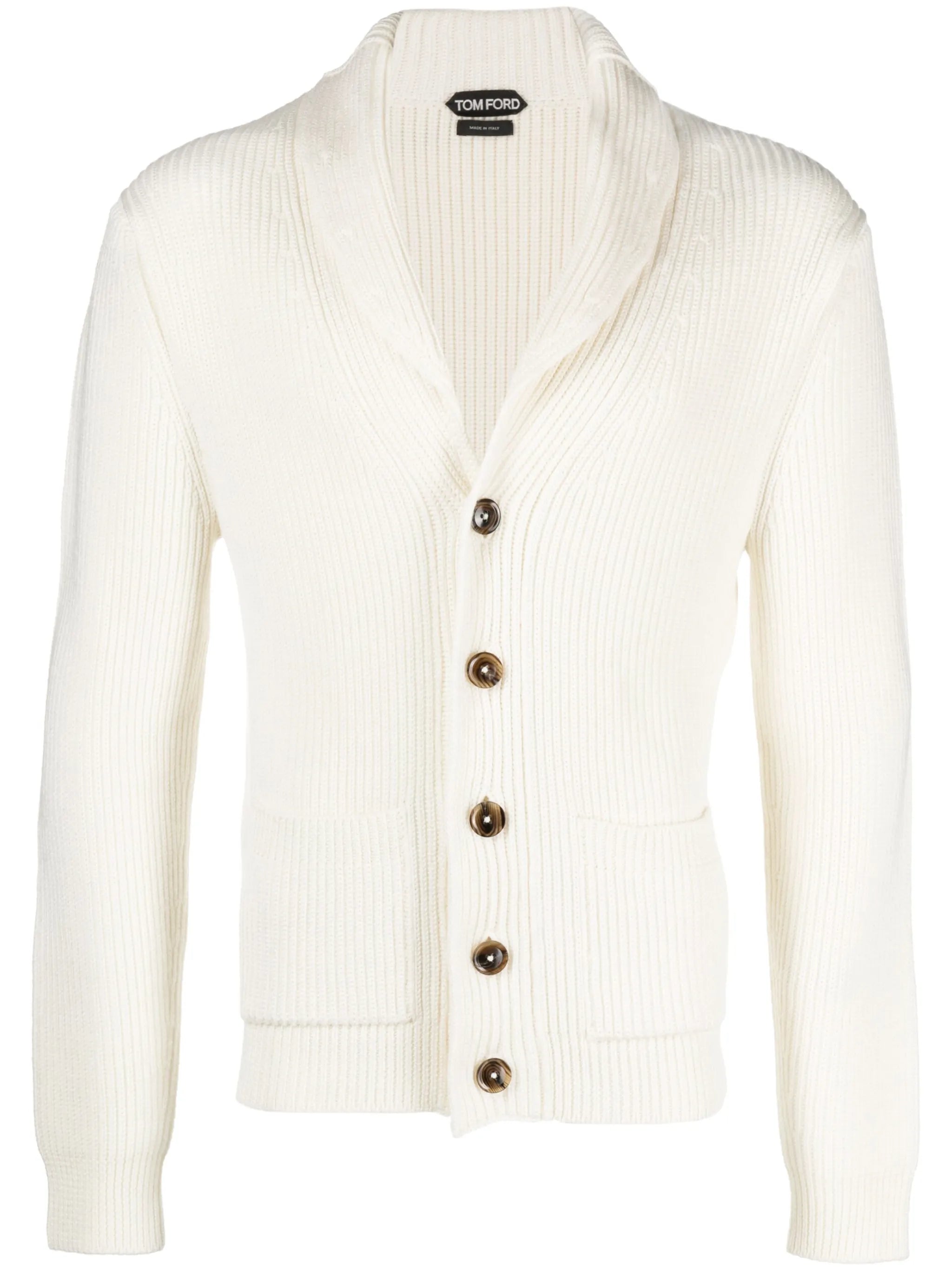 shawl-lapel V-neck cardigan