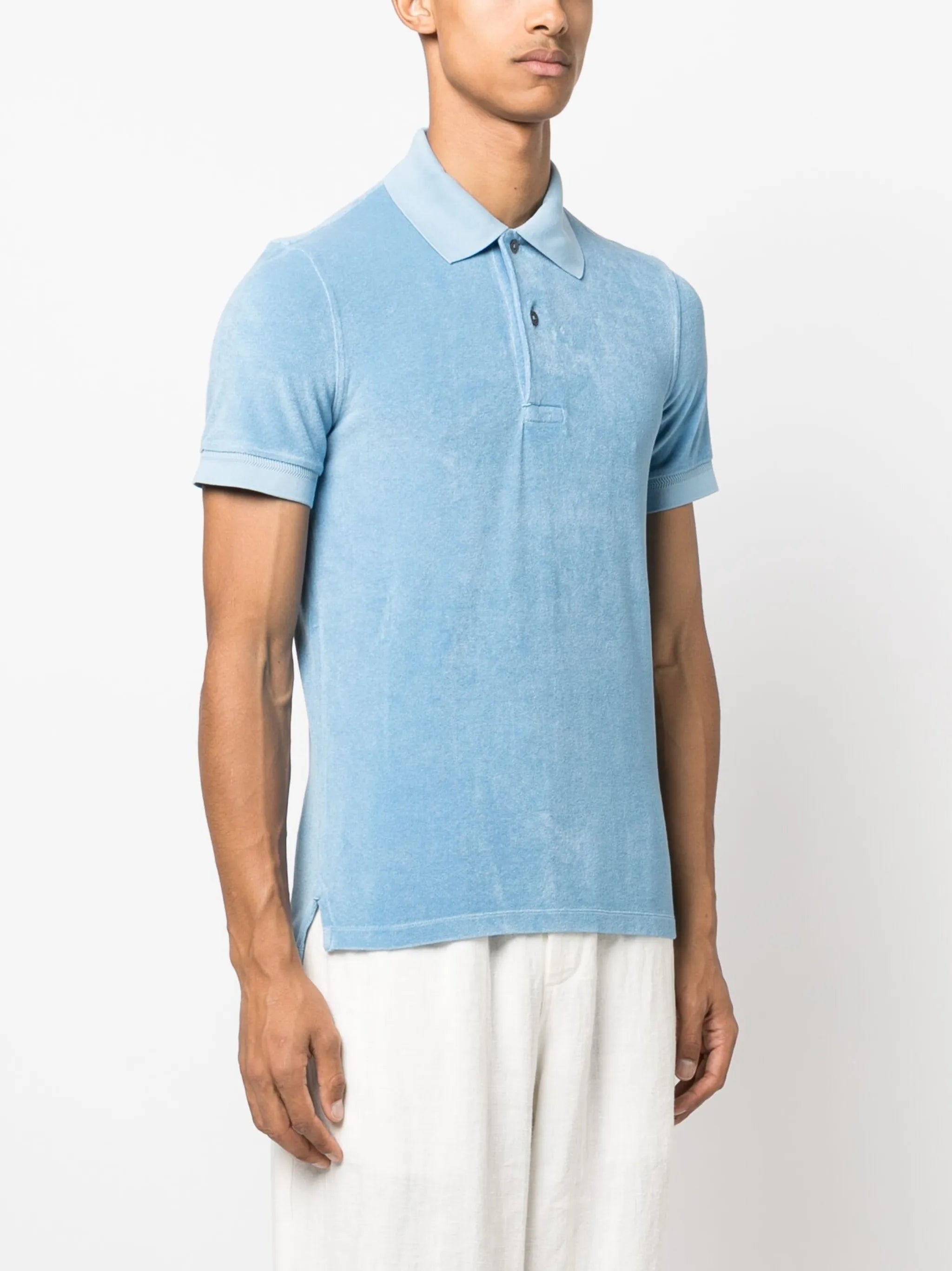 towelling-finish cotton polo shirt