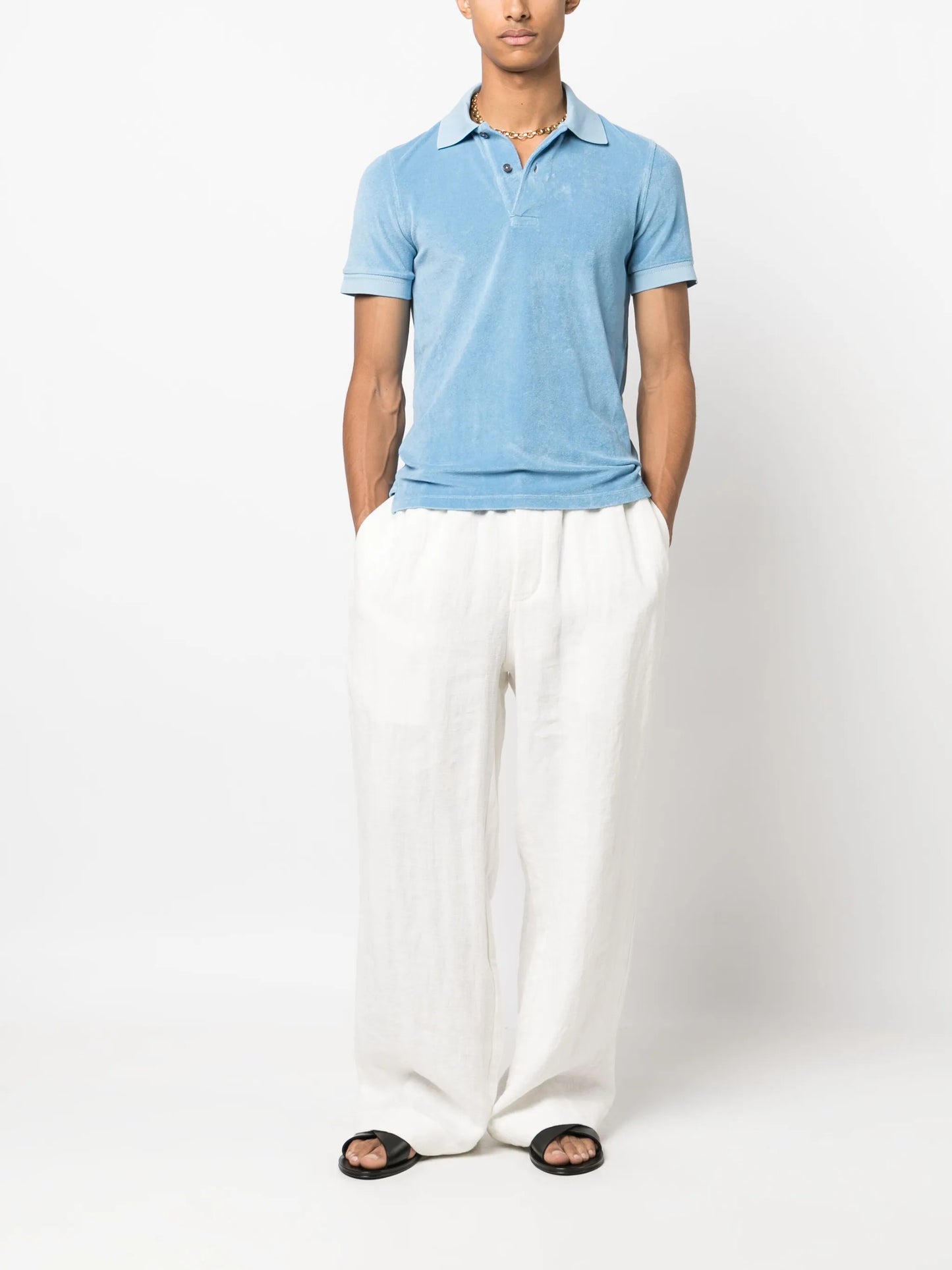 towelling-finish cotton polo shirt