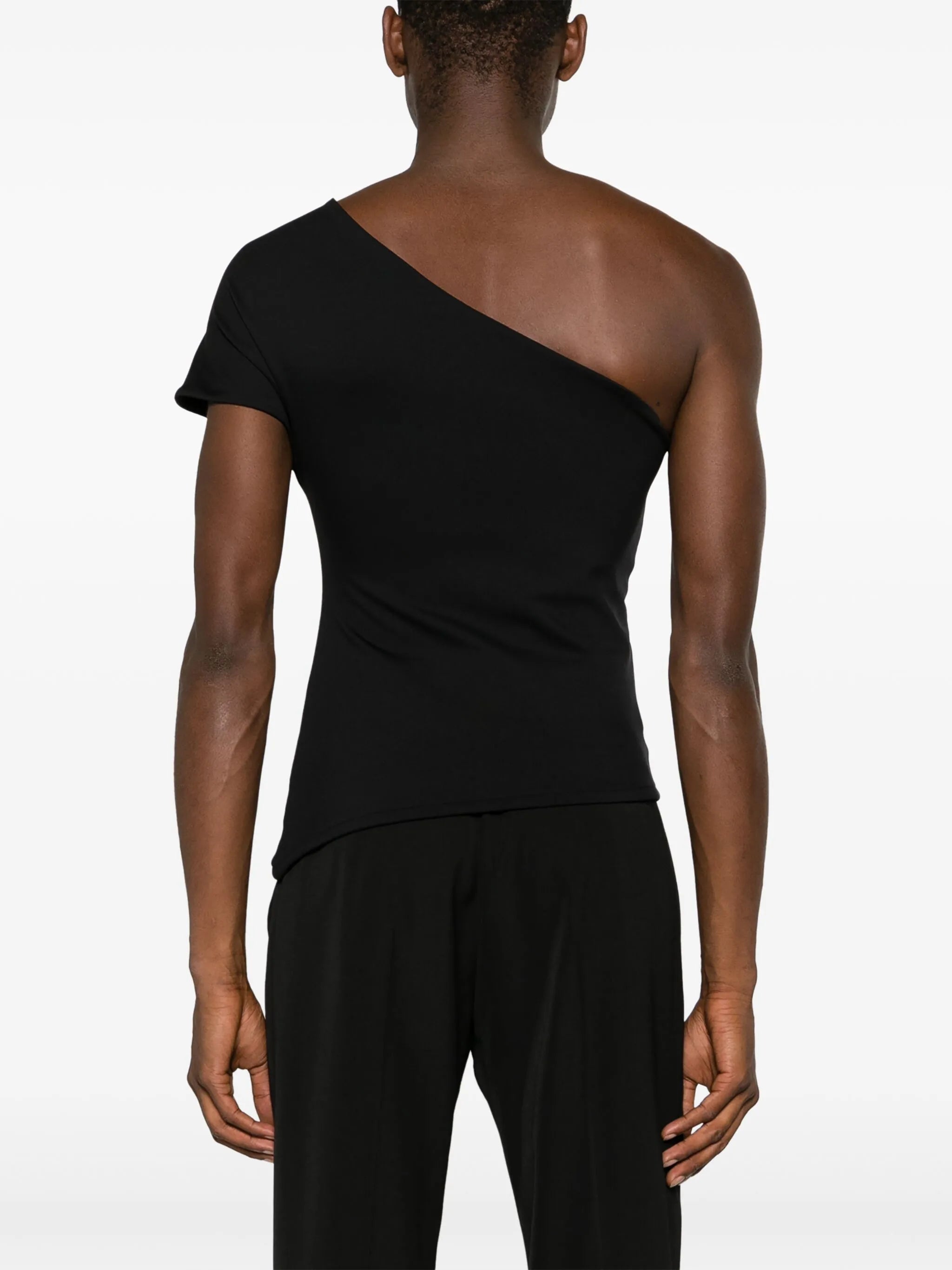asymmetric-neck one-shoulder T-shirt