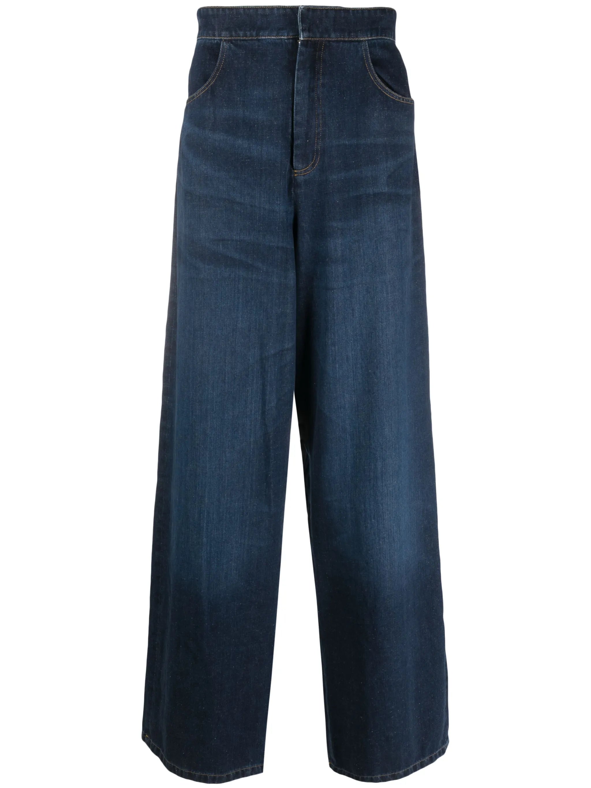 pleated wide-leg jeans